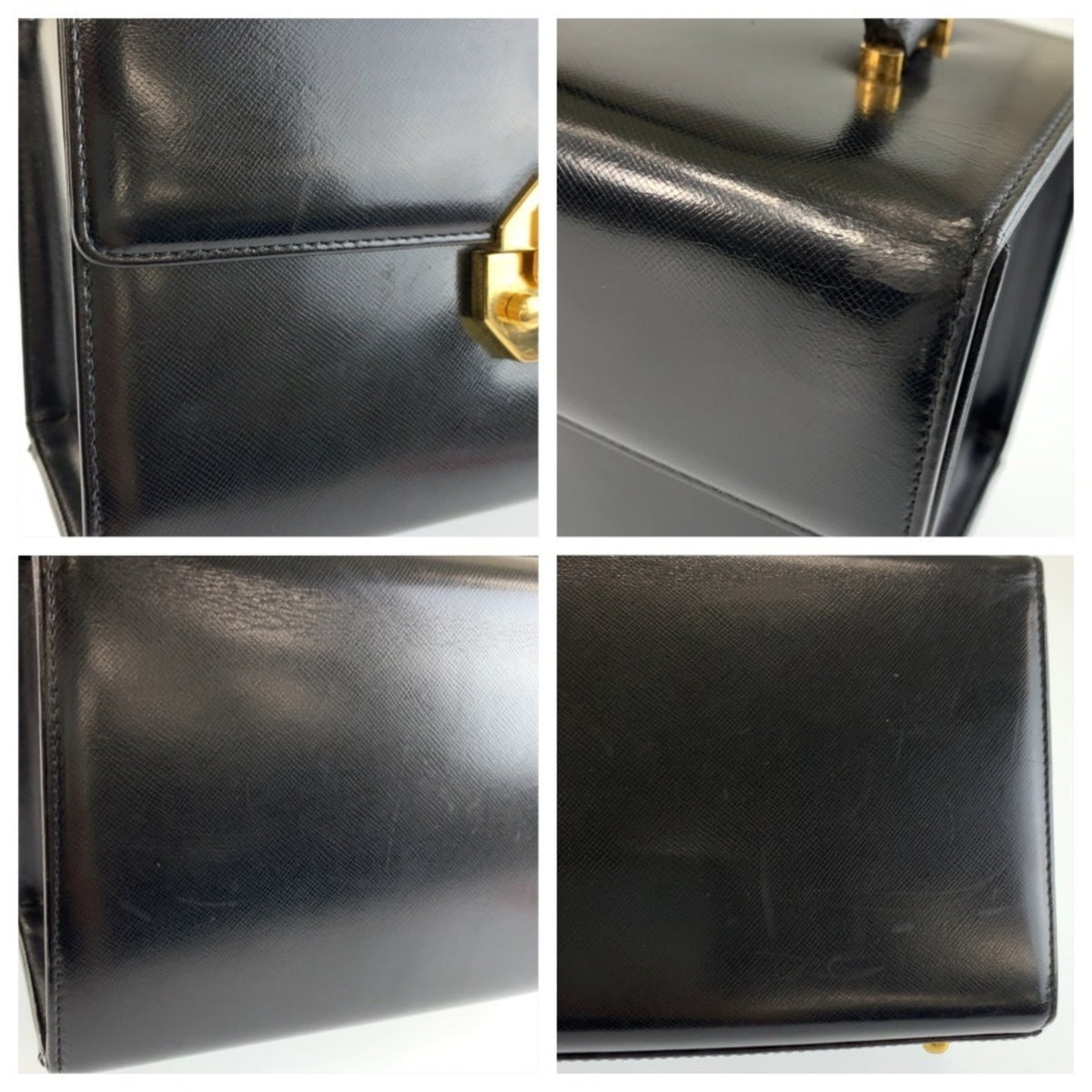 Versace Black Patent Leather Handbag Vanity Bag (Pre-Owned)