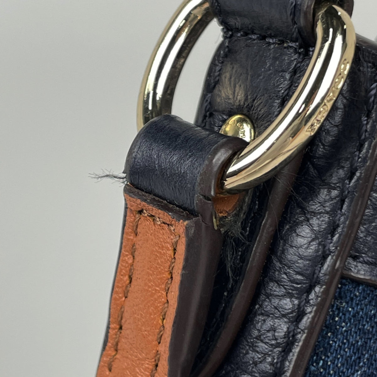 Coach Blue Brown Denim Leather Shoulder Bag (Pre-Owned)