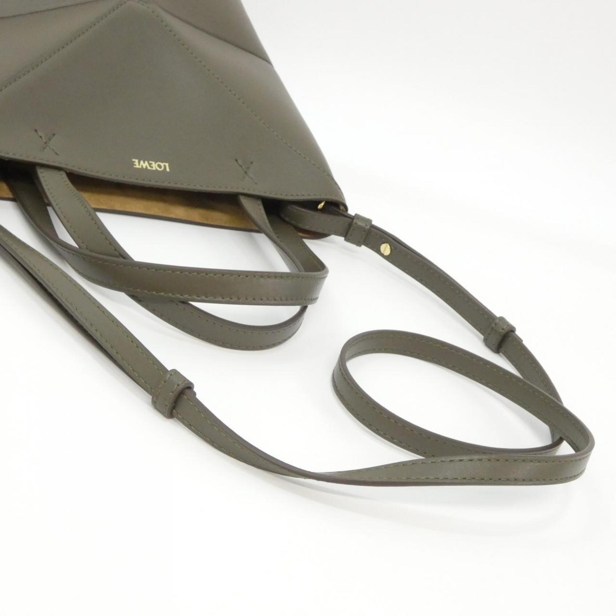 Loewe Puzzle Dark Khaki Leather Handbag (Pre-Owned)