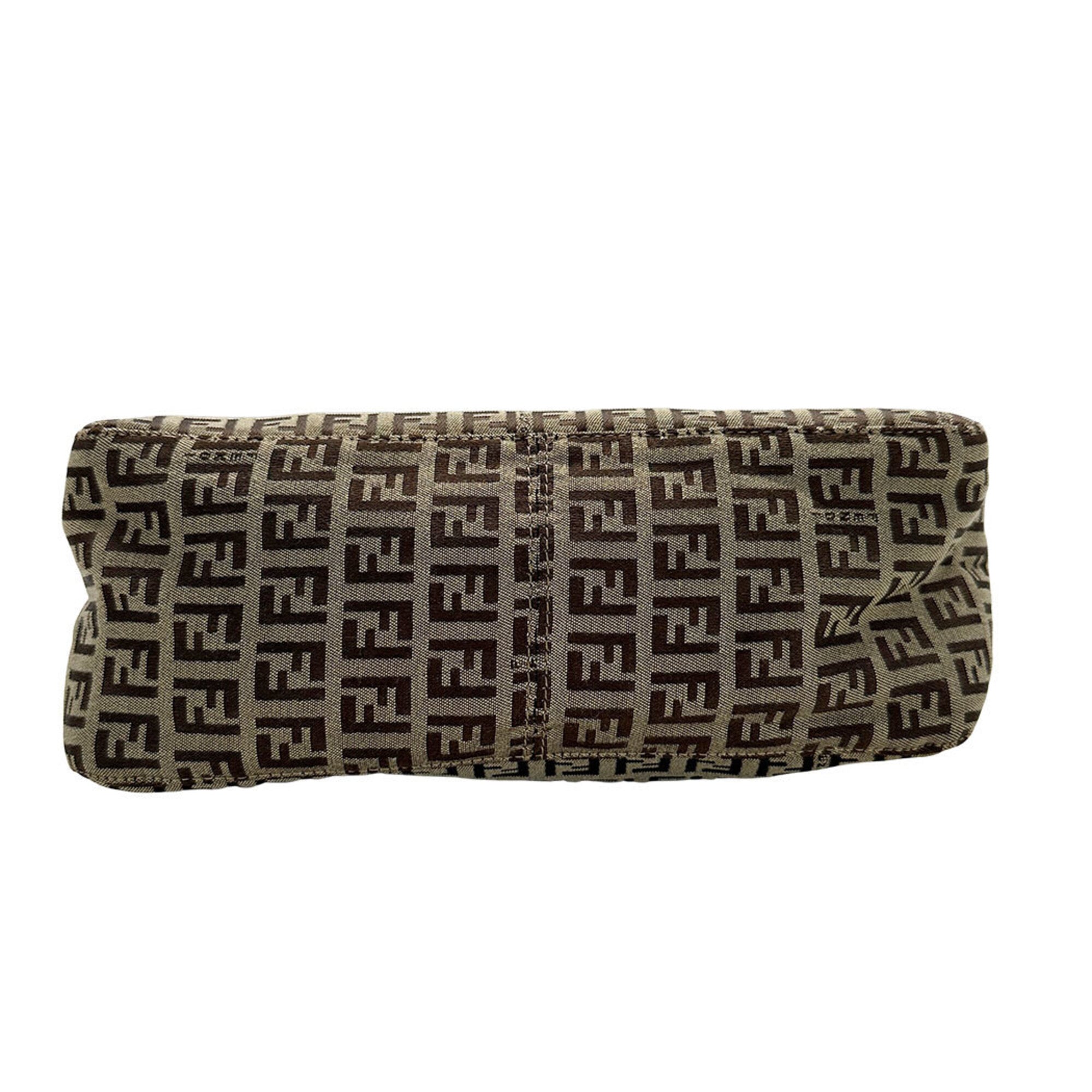 Fendi Zucchino Brown Canvas Handbag (Pre-Owned)