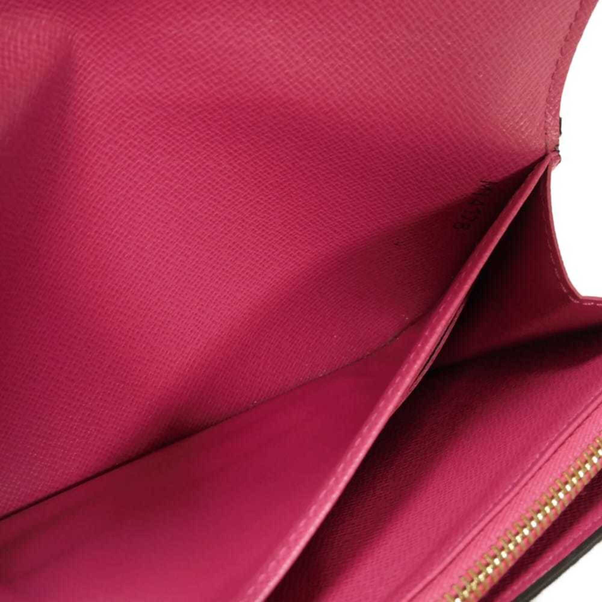 Louis Vuitton Brown Hot Pink Monogram Canvas Leather Long Wallet (Bi-Fold) (Pre-Owned)