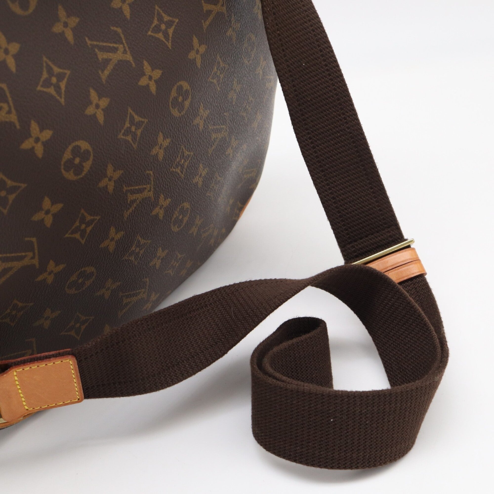 Louis Vuitton Beige Brown Coated Canvas Leather Shoulder Bag (Pre-Owned)
