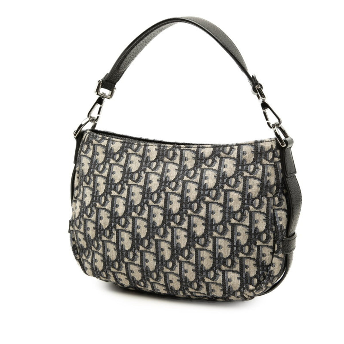 Christian Dior Beige Navy Canvas Leather Handbag Shoulder Bag (Pre-Owned)