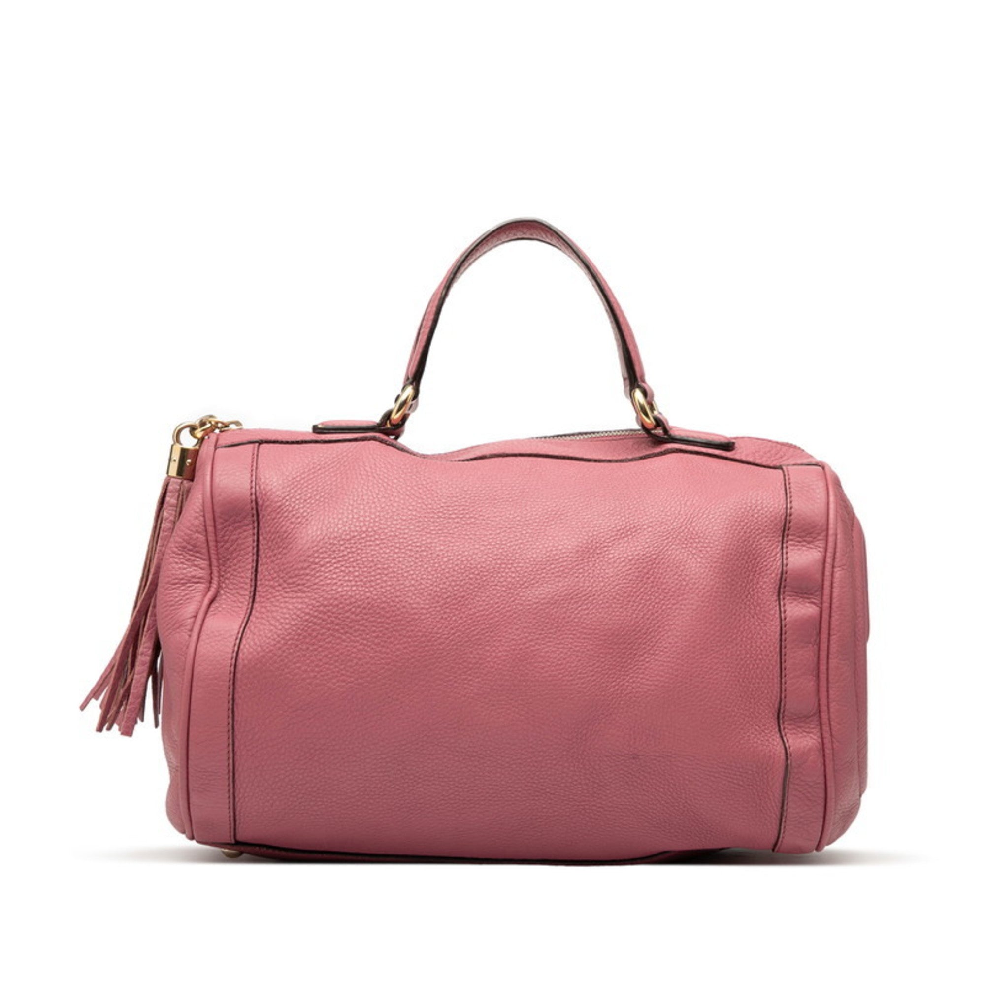 Gucci Pink Leather Boston Bag Handbag (Pre-Owned)