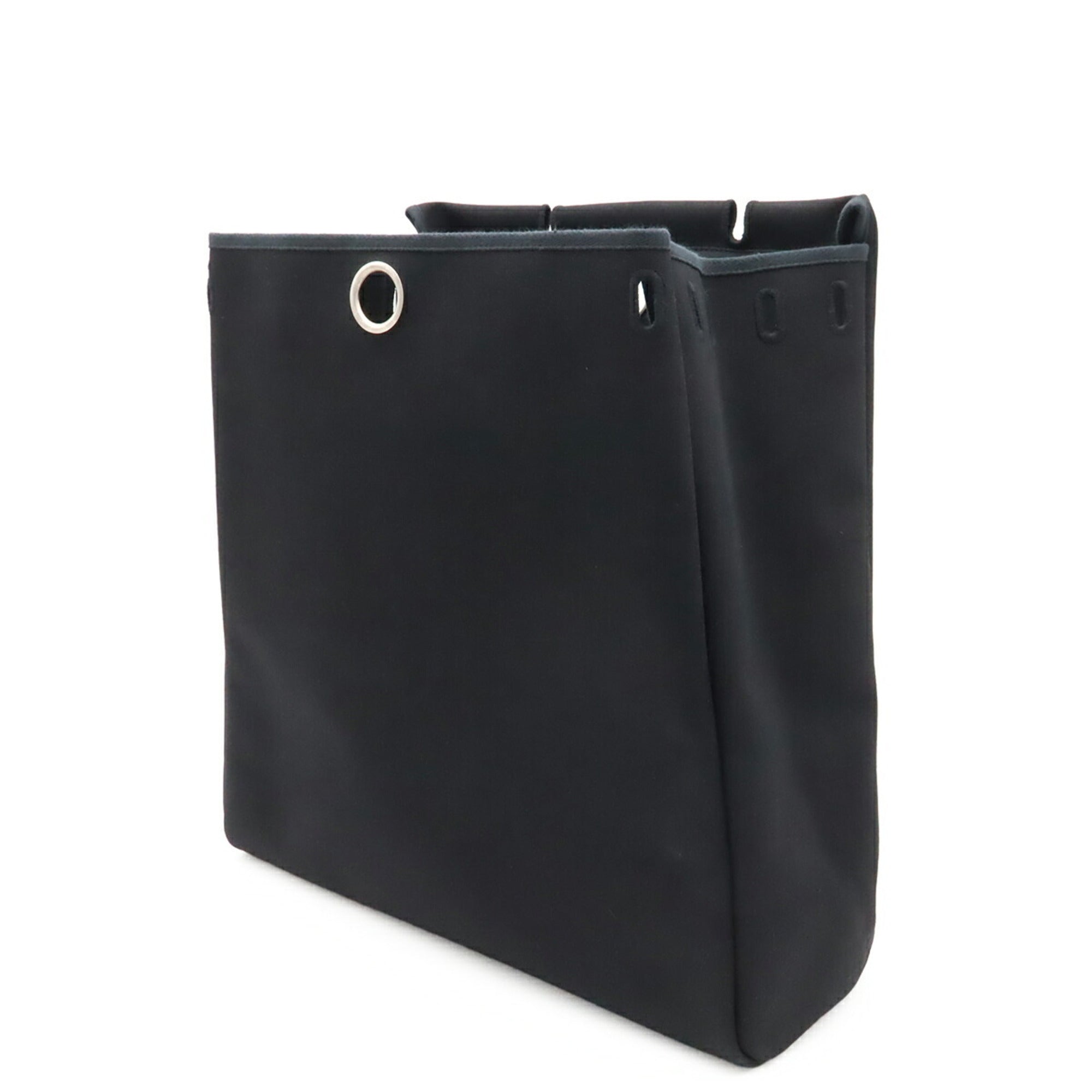 Hermes Her Bag Black Toile Officier Leather Handbag Shoulder Bag (Pre-Owned)