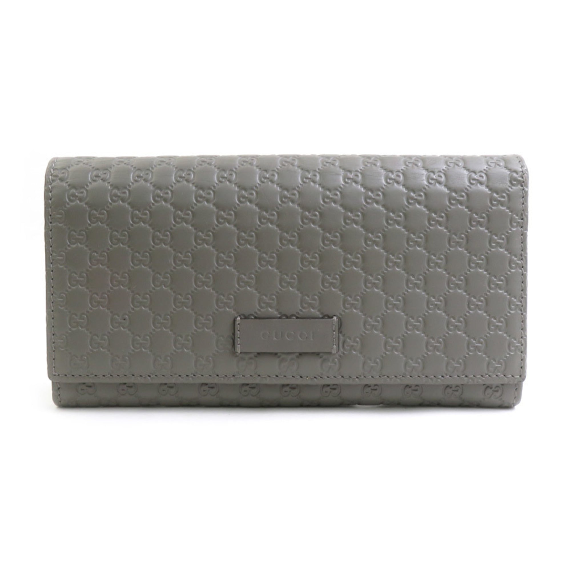 Gucci Gray Leather Long Wallet (Bi-Fold) (Pre-Owned)