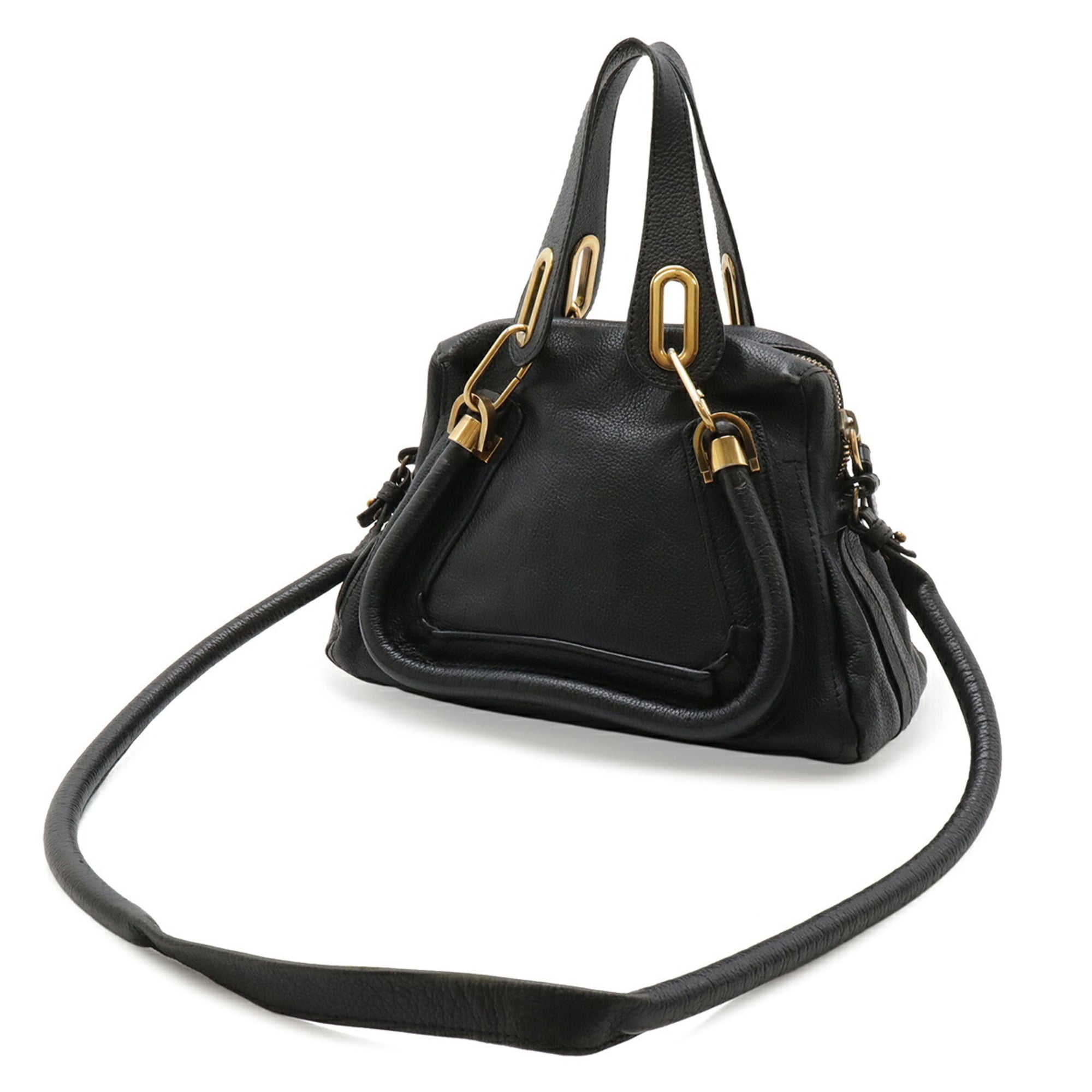 Chloé Paraty Black Leather Handbag Shoulder Bag Tote Bag (Pre-Owned)