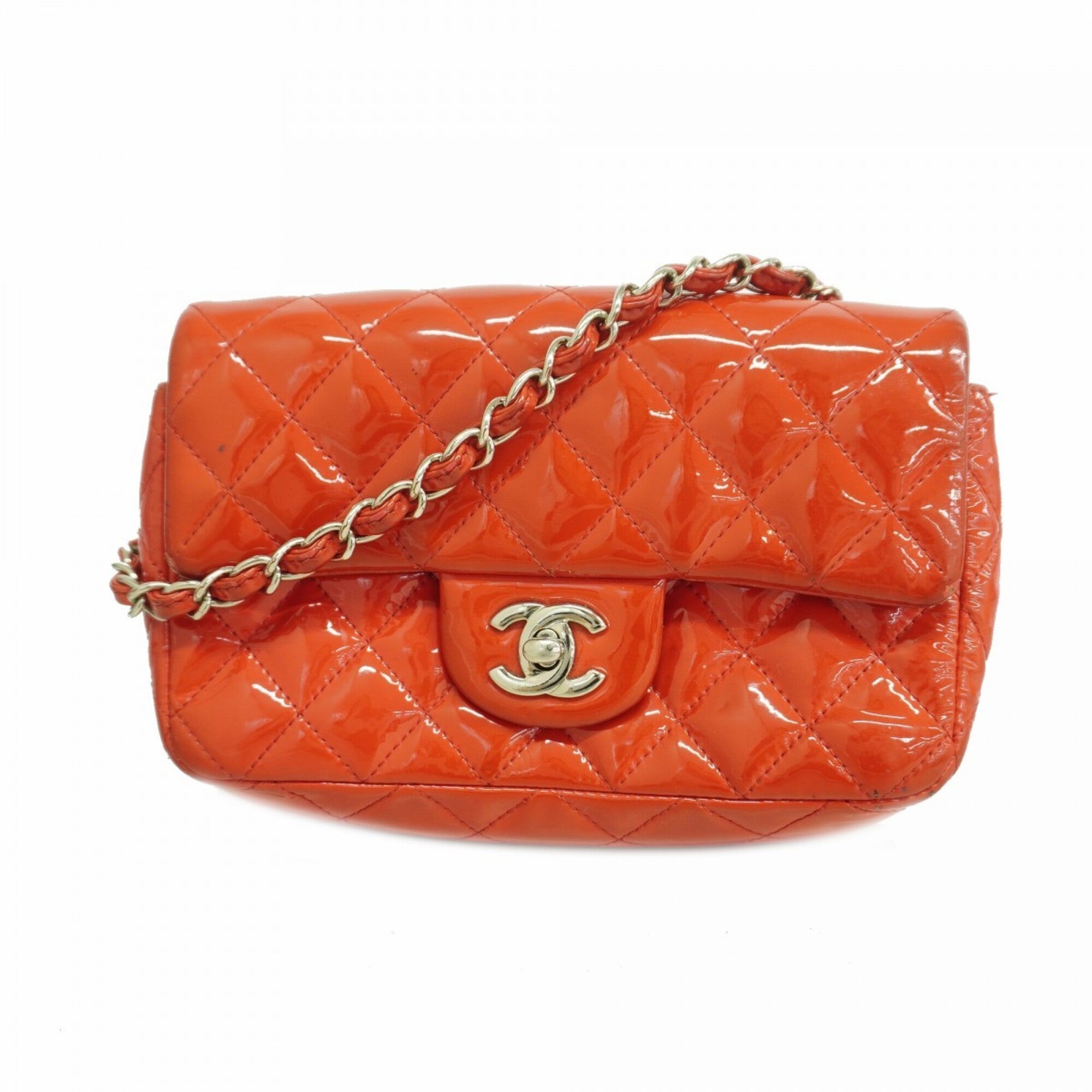 Chanel Red Color Patent Leather Shoulder Bag (Pre-Owned)