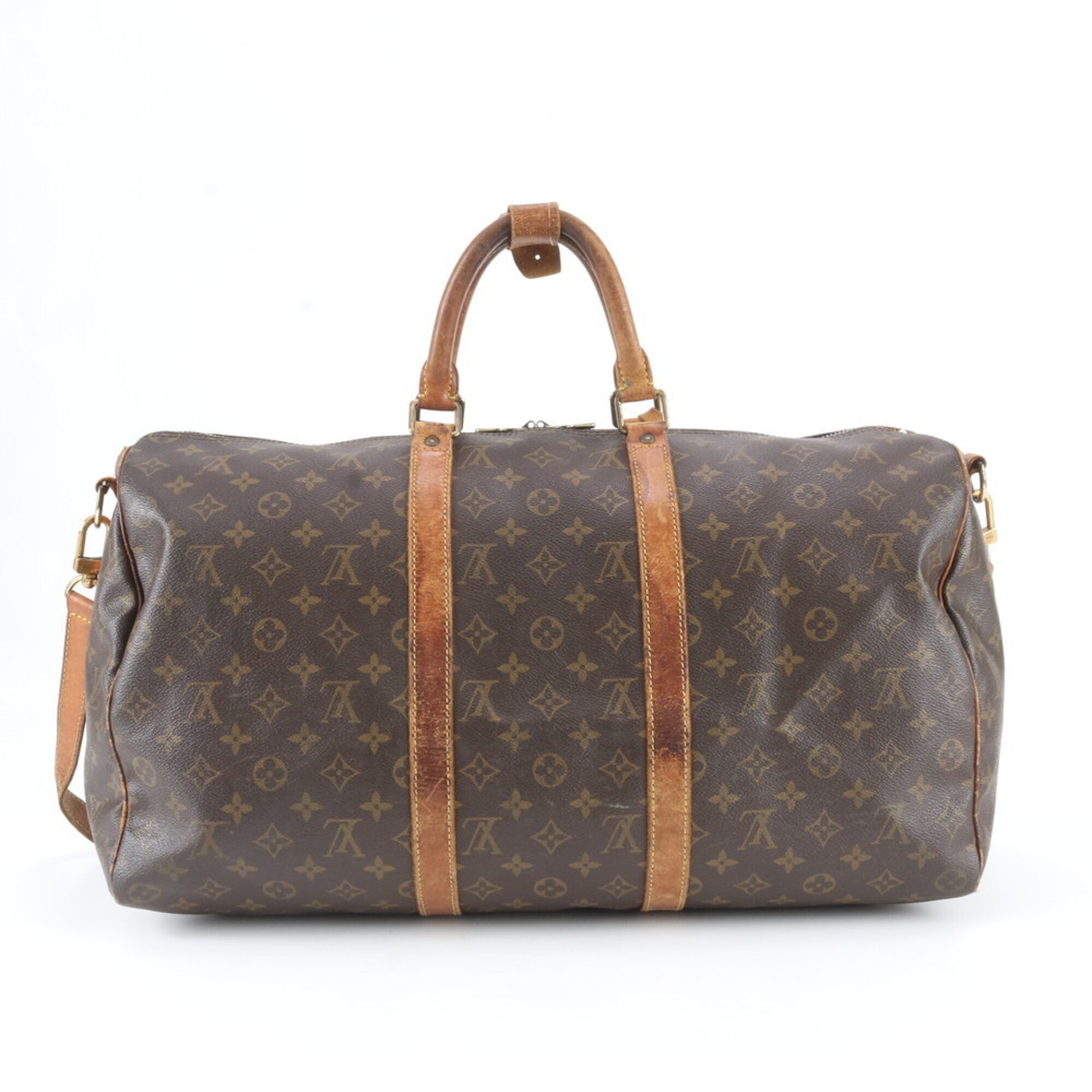 Louis Vuitton Brown Leather Coated Canvas Boston Bag Shoulder Bag (Pre-Owned)