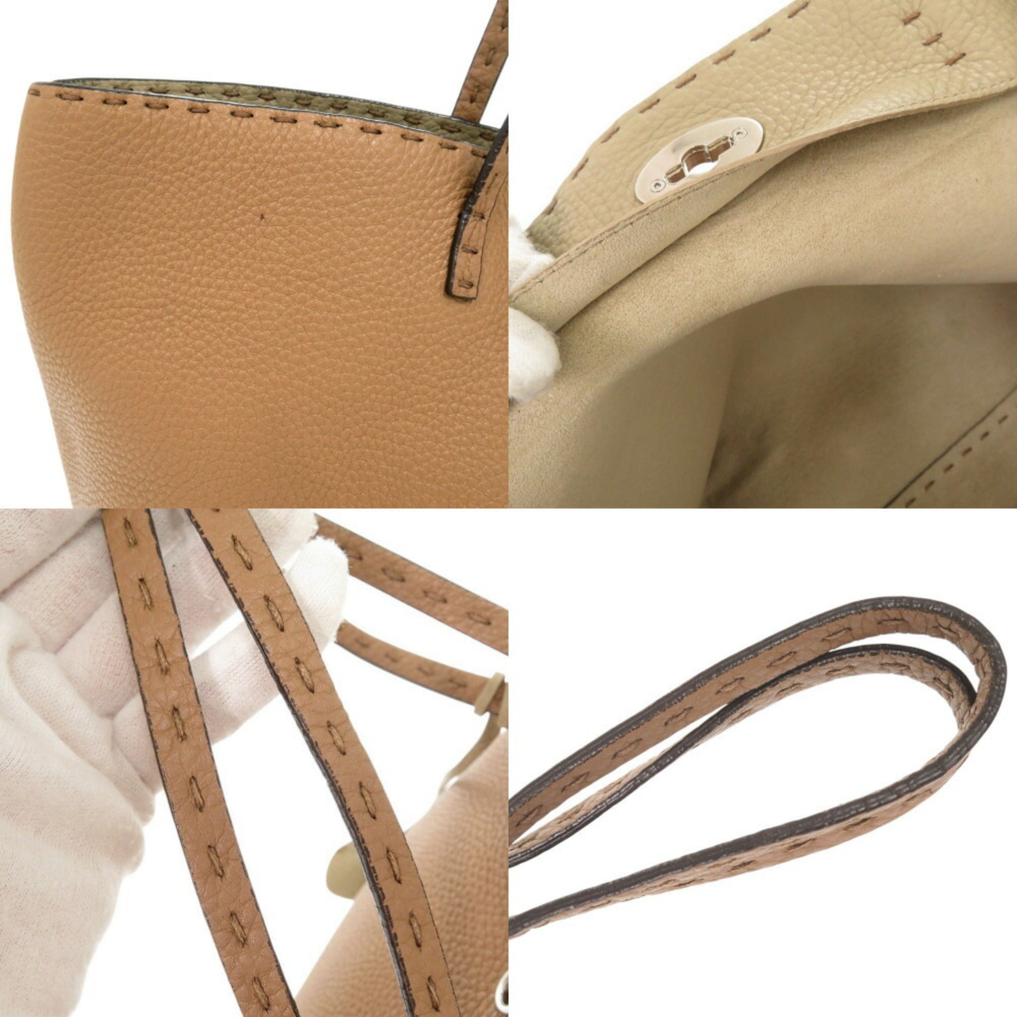 Fendi Selleria Brown Leather Handbag Tote Bag (Pre-Owned)