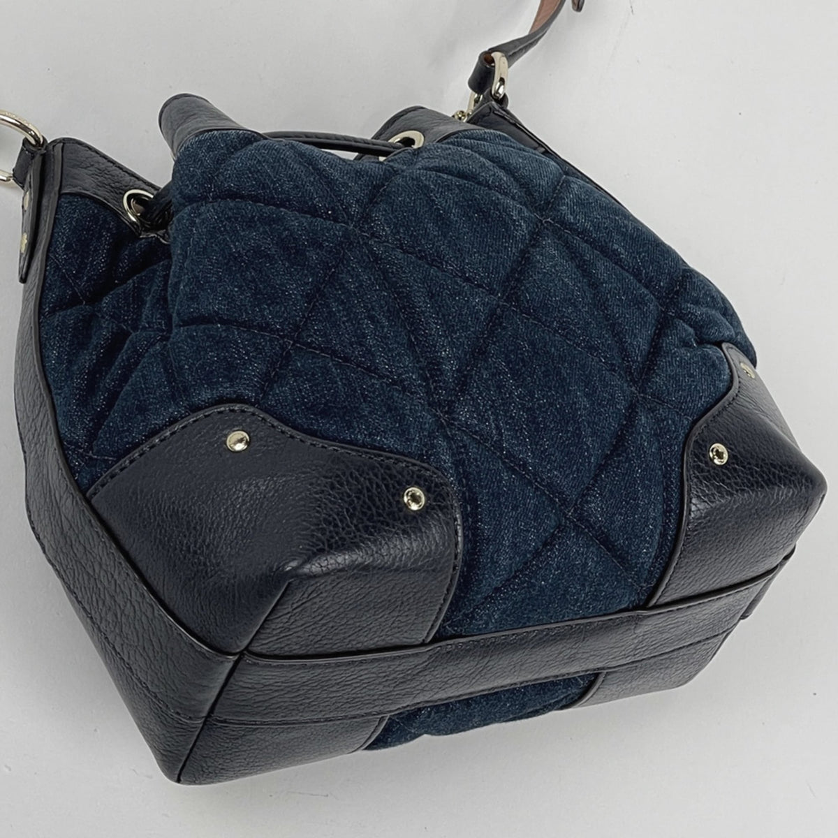 Coach Blue Brown Denim Leather Shoulder Bag (Pre-Owned)