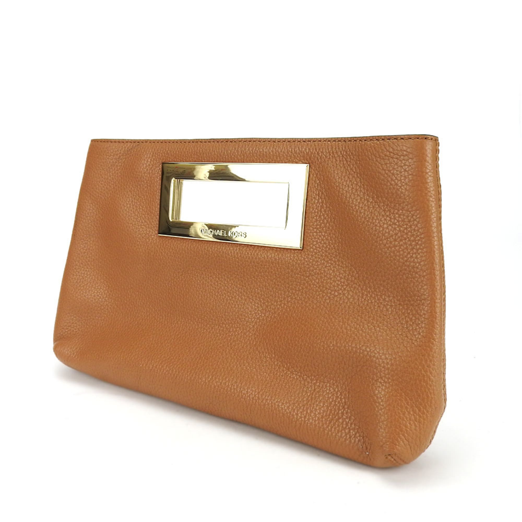 Michael Kors Camel Leather Clutch Bag Handbag (Pre-Owned)