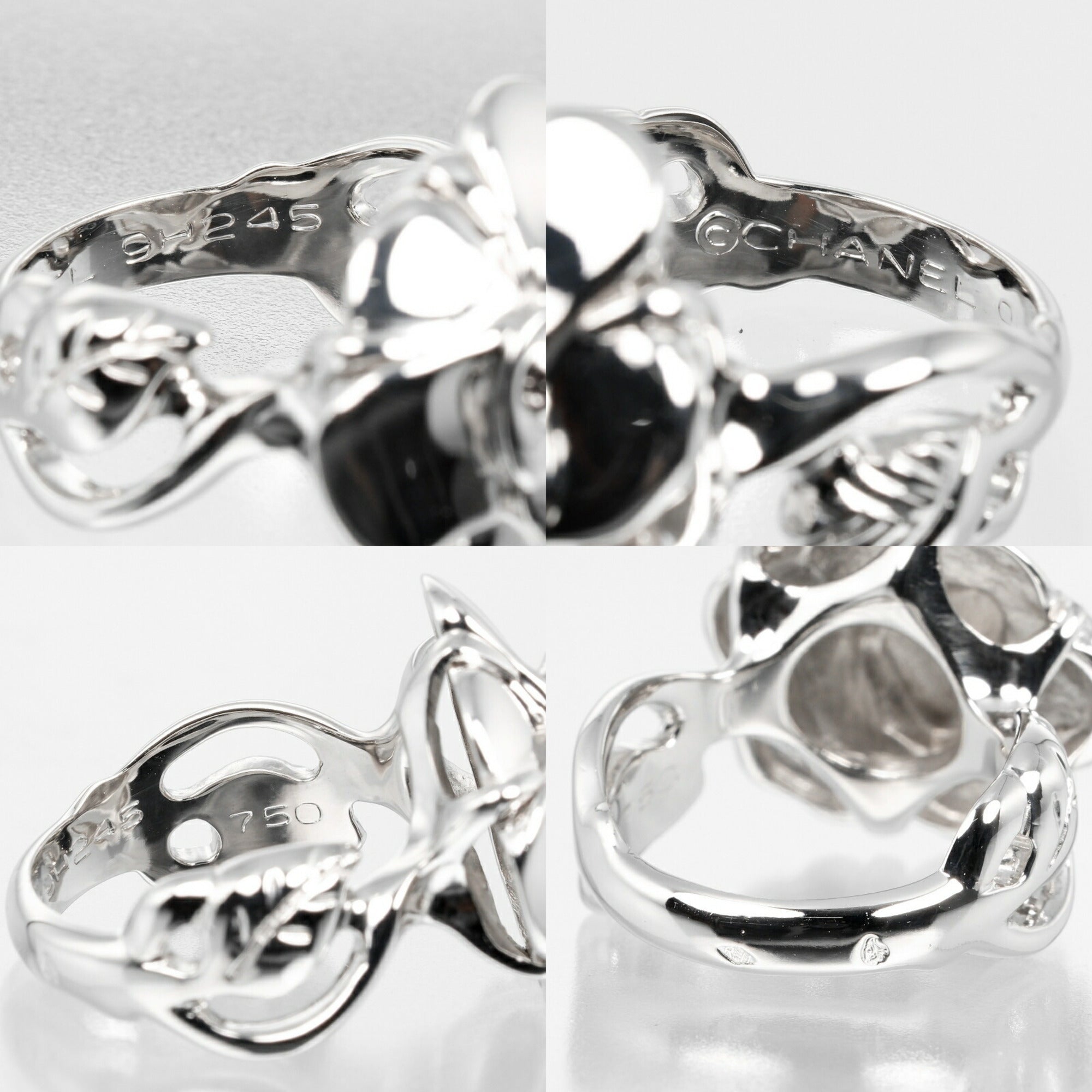 Chanel Camellia White Gold White Gold (18K) Band Ring (Pre-Owned)