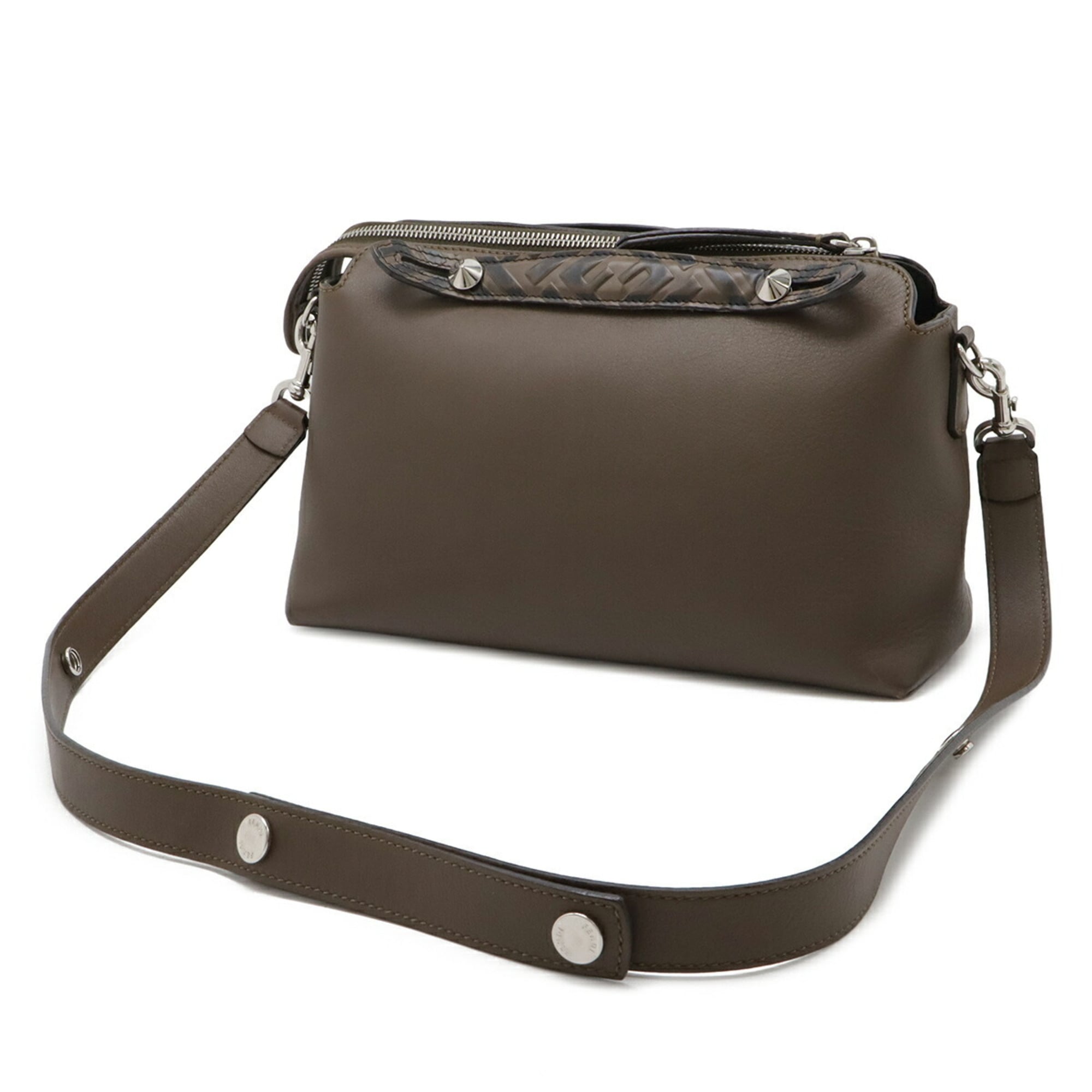 Fendi By The Way Brown Leather Handbag Shoulder Bag (Pre-Owned)