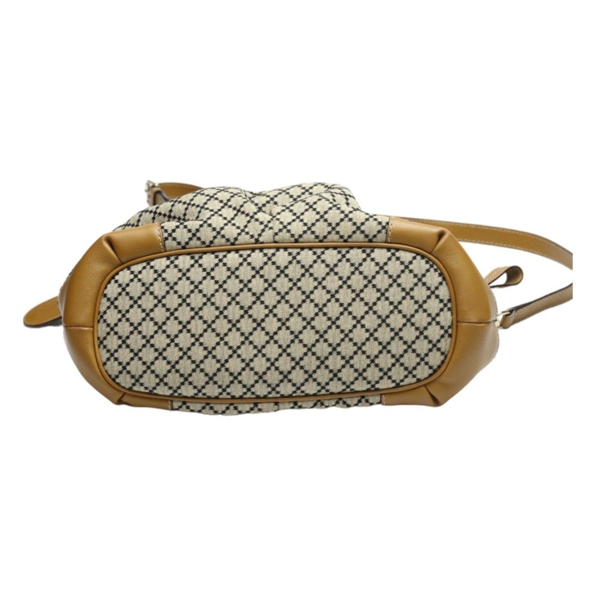Gucci Beige Brown Canvas Shoulder Bag Tote Bag (Pre-Owned)
