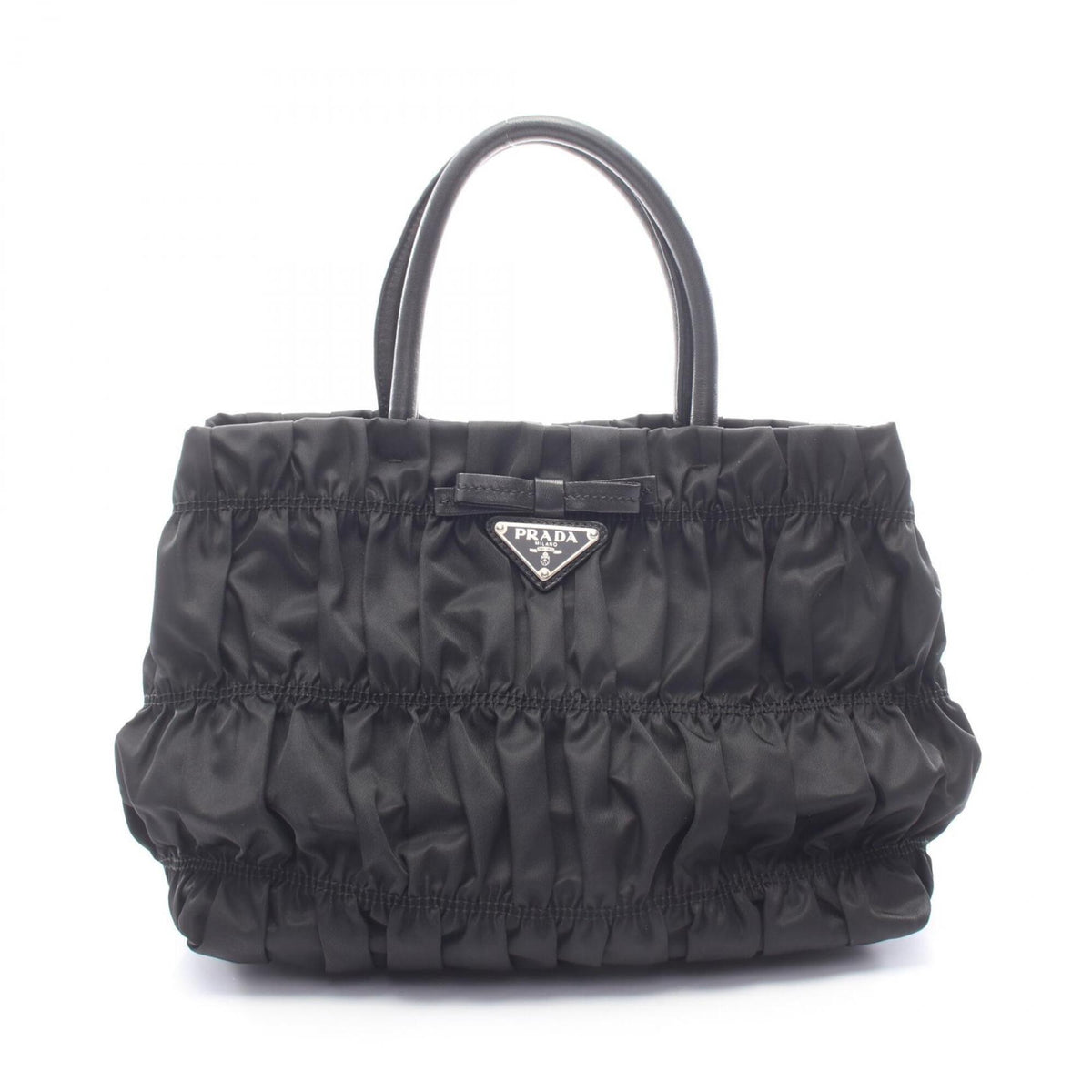 Prada Black Nylon Leather Handbag (Pre-Owned)