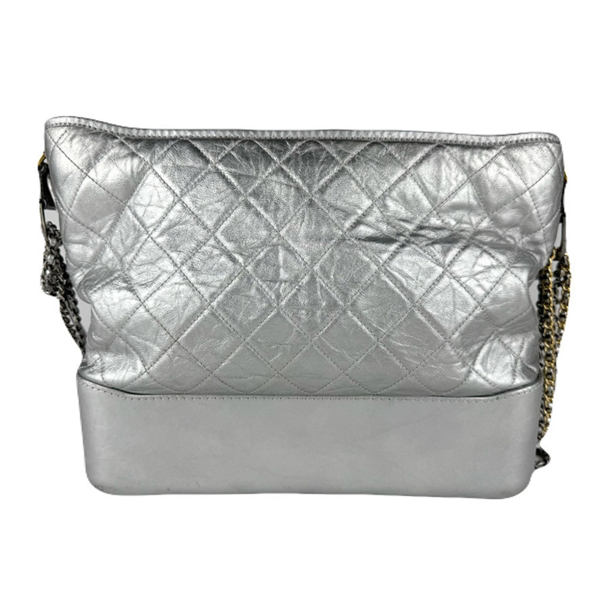 Chanel Silver Leather Shoulder Bag (Pre-Owned)