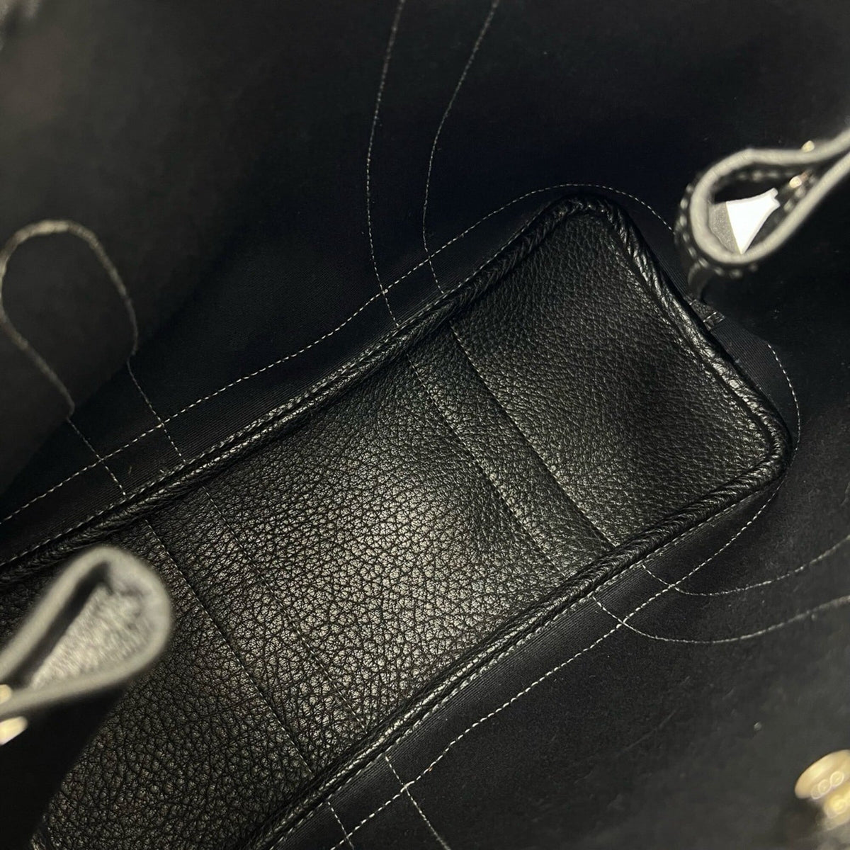 Hermes Black Toile Officier Buffalo Leather Shoulder Bag (Pre-Owned)