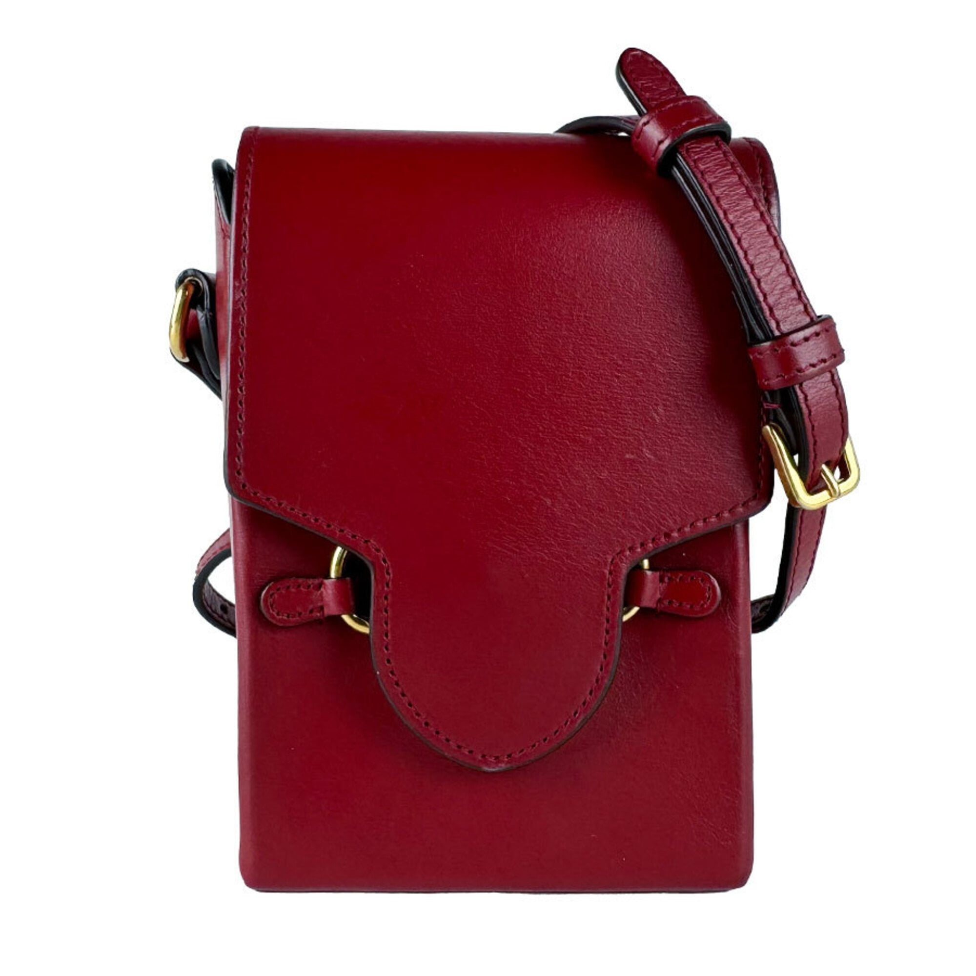 Gucci Red Color Leather Shoulder Bag (Pre-Owned)