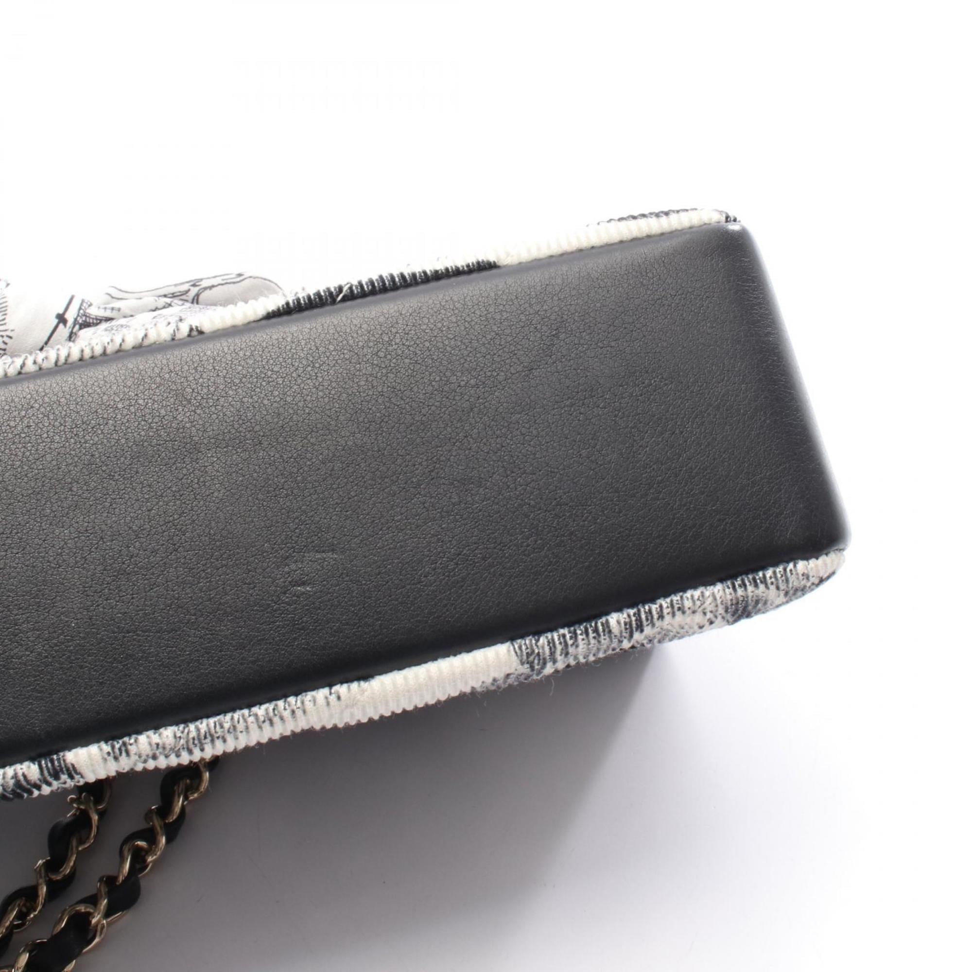 Chanel Black White Leather Cord Shoulder Bag (Pre-Owned)