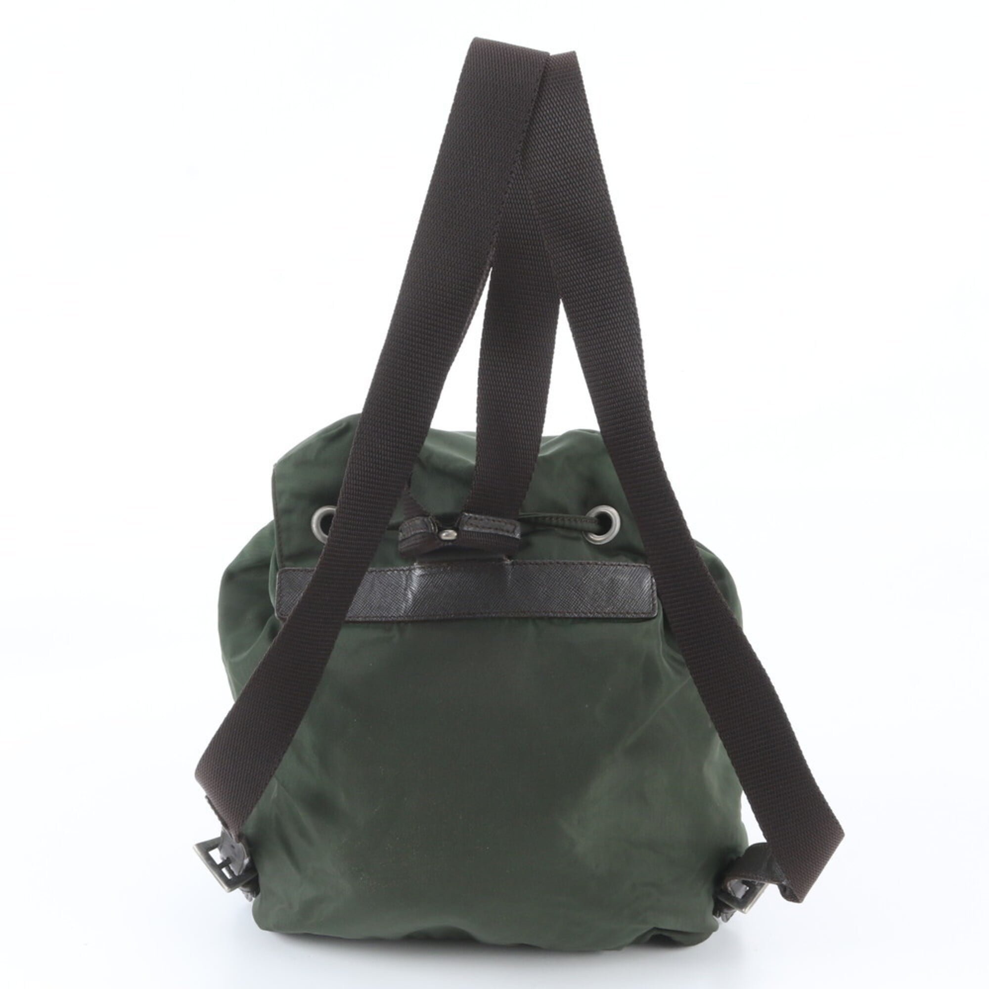 Prada Green Khaki Nylon Leather Backpack (Pre-Owned)