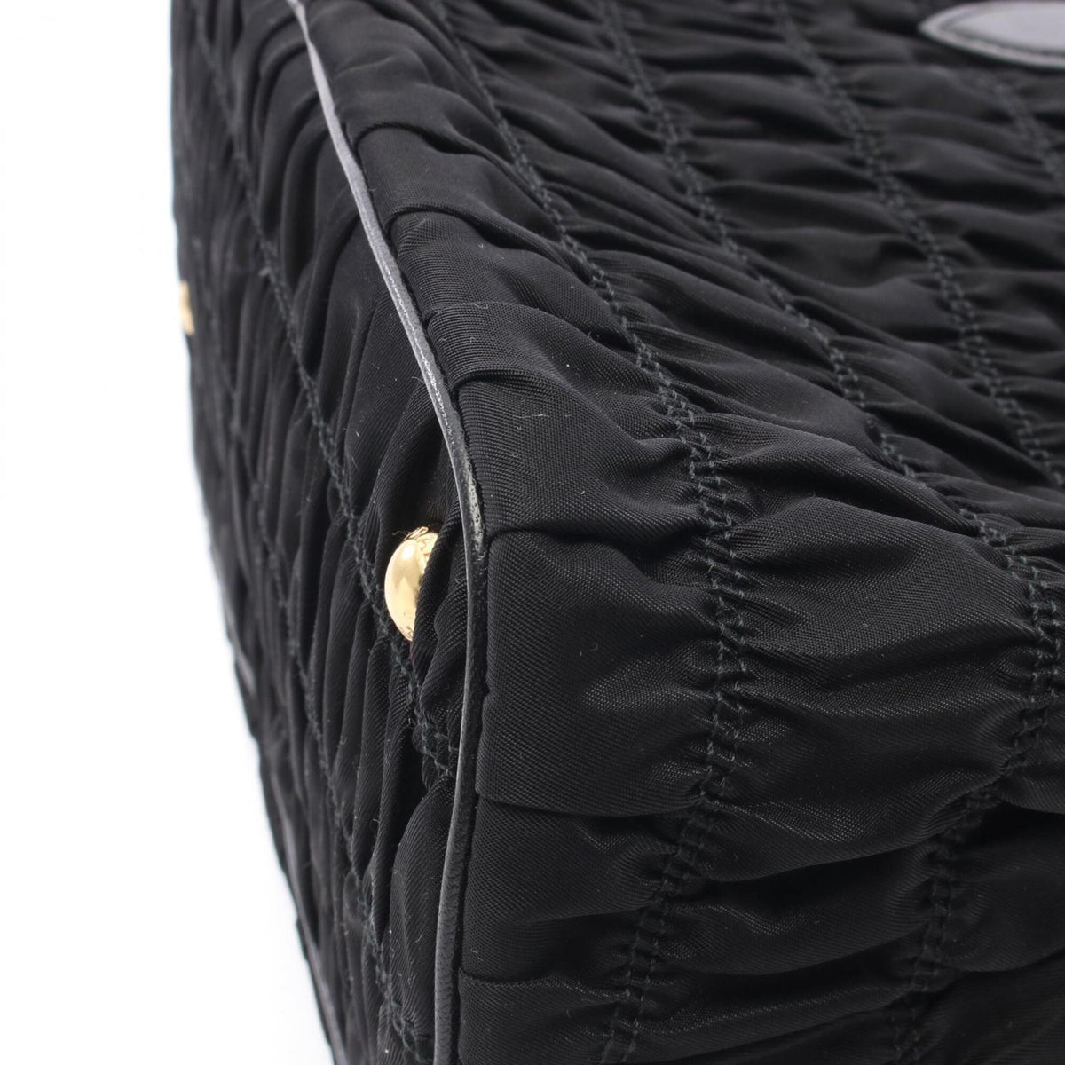 Prada Black Nylon Leather Handbag Tote Bag (Pre-Owned)