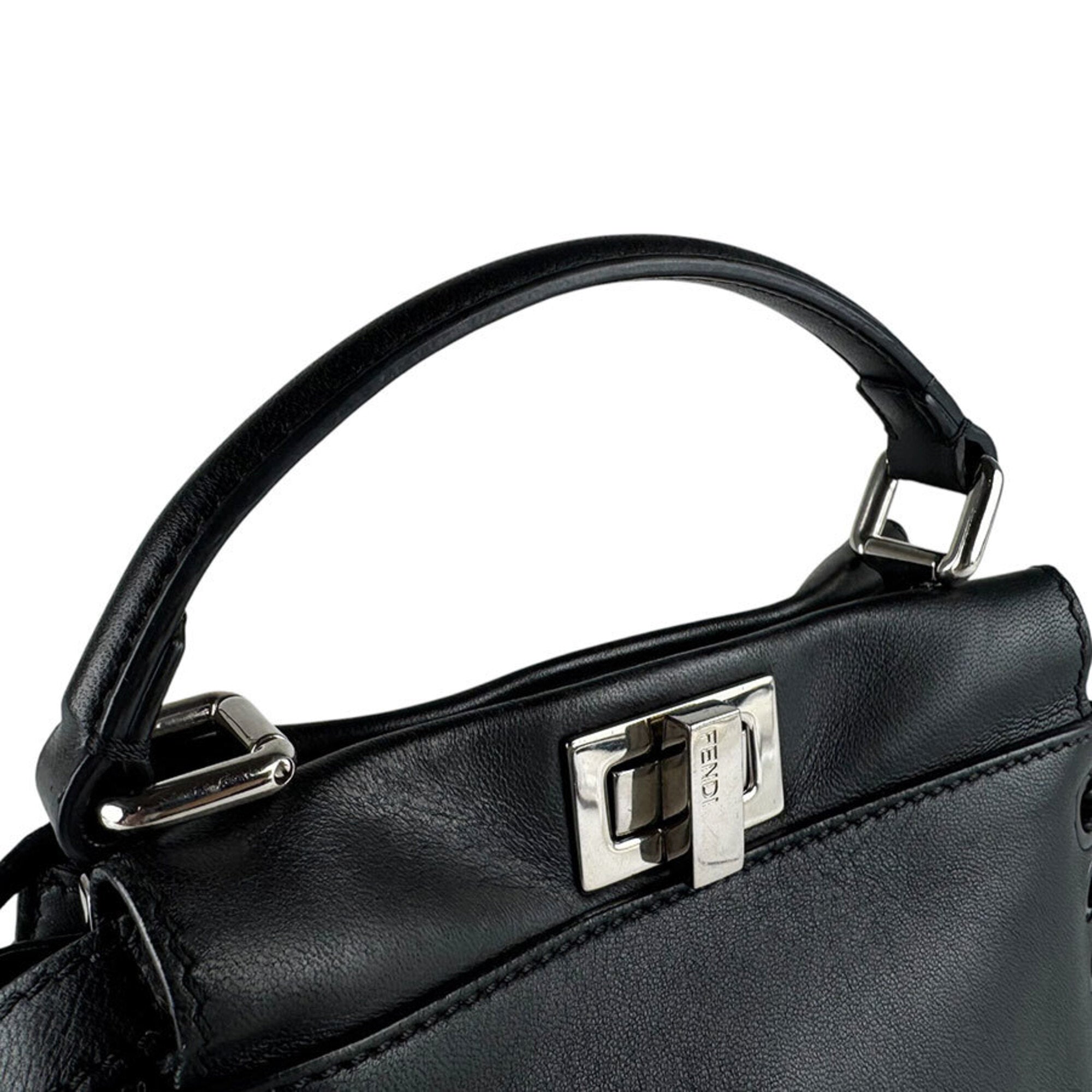 Fendi Black Leather Handbag Shoulder Bag (Pre-Owned)