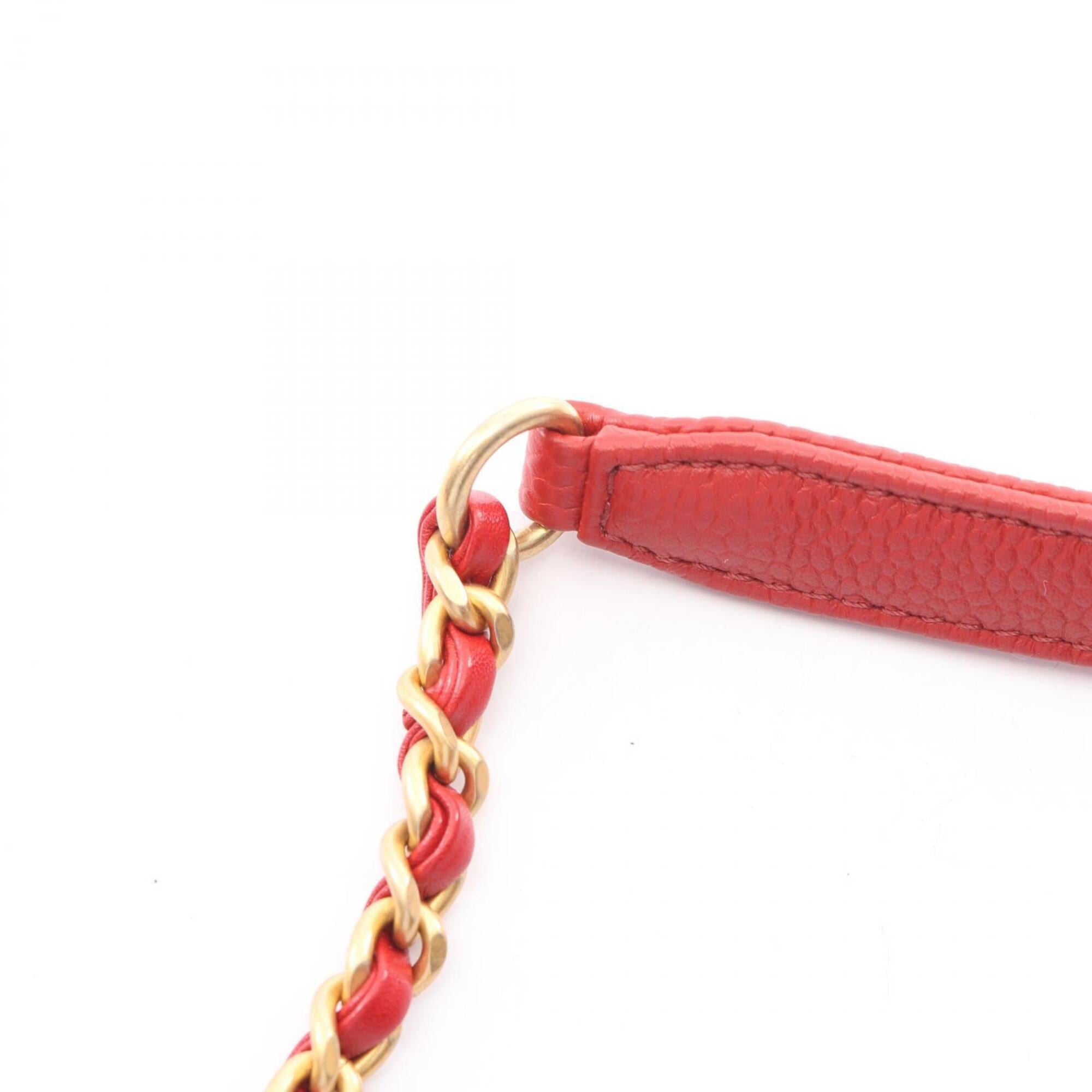 Chanel Red Color Leather Grained Calfskin Handbag Shoulder Bag (Pre-Owned)