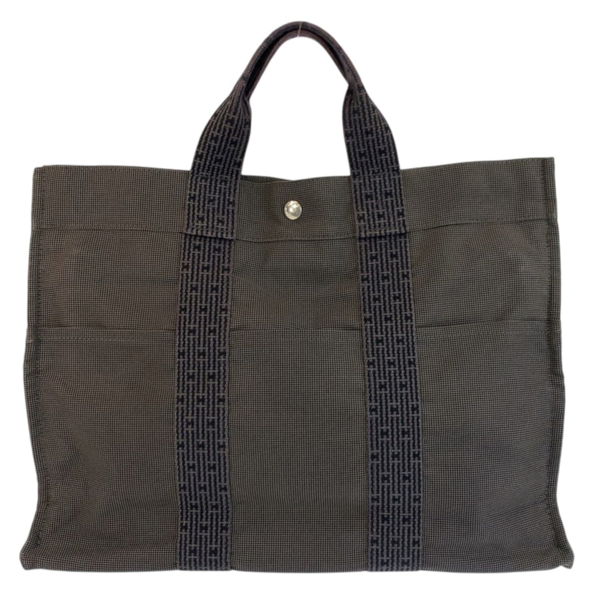 Hermes Gray Polyamide Polyester Handbag Tote Bag (Pre-Owned)