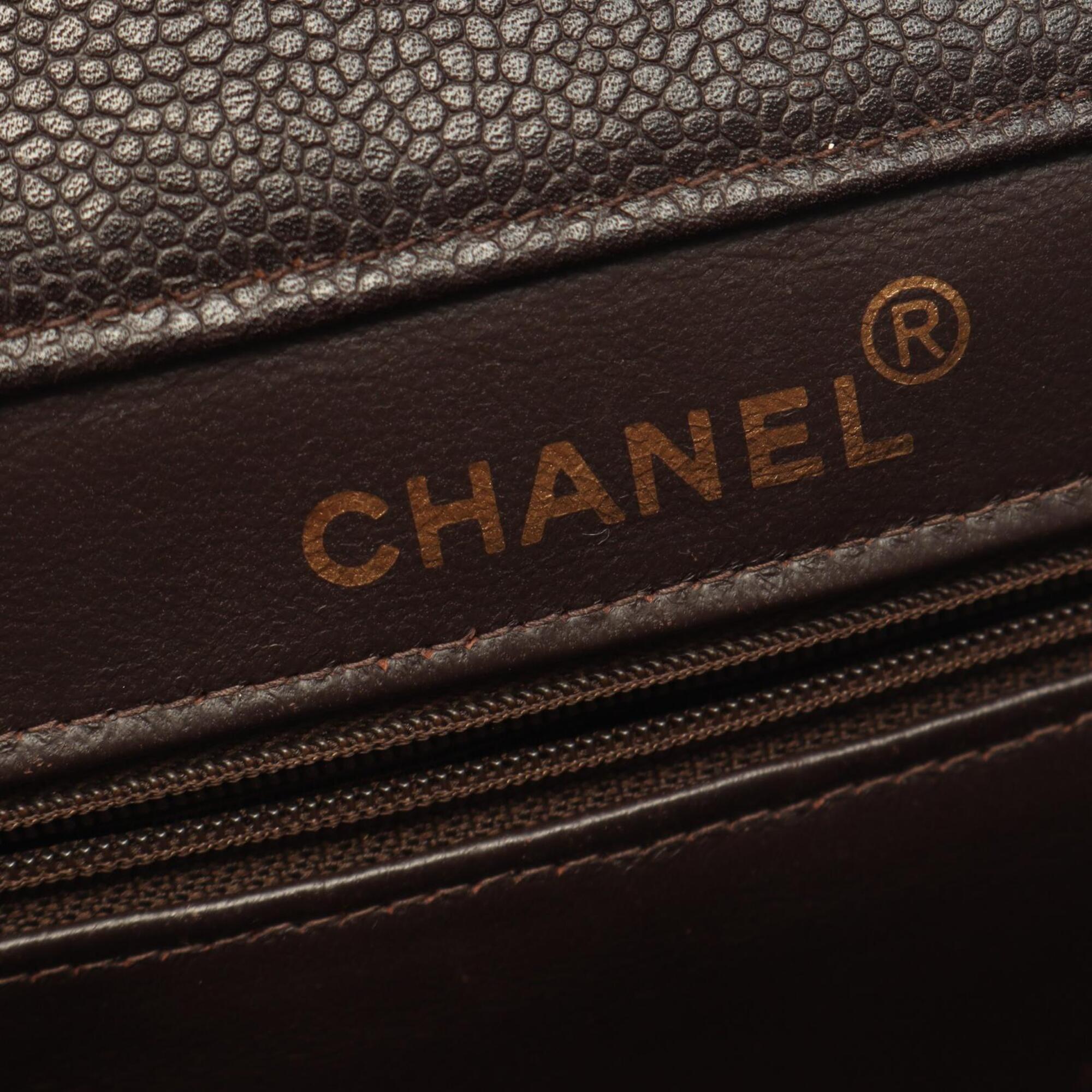 Chanel Brown Grained Calfskin Handbag Shoulder Bag (Pre-Owned)