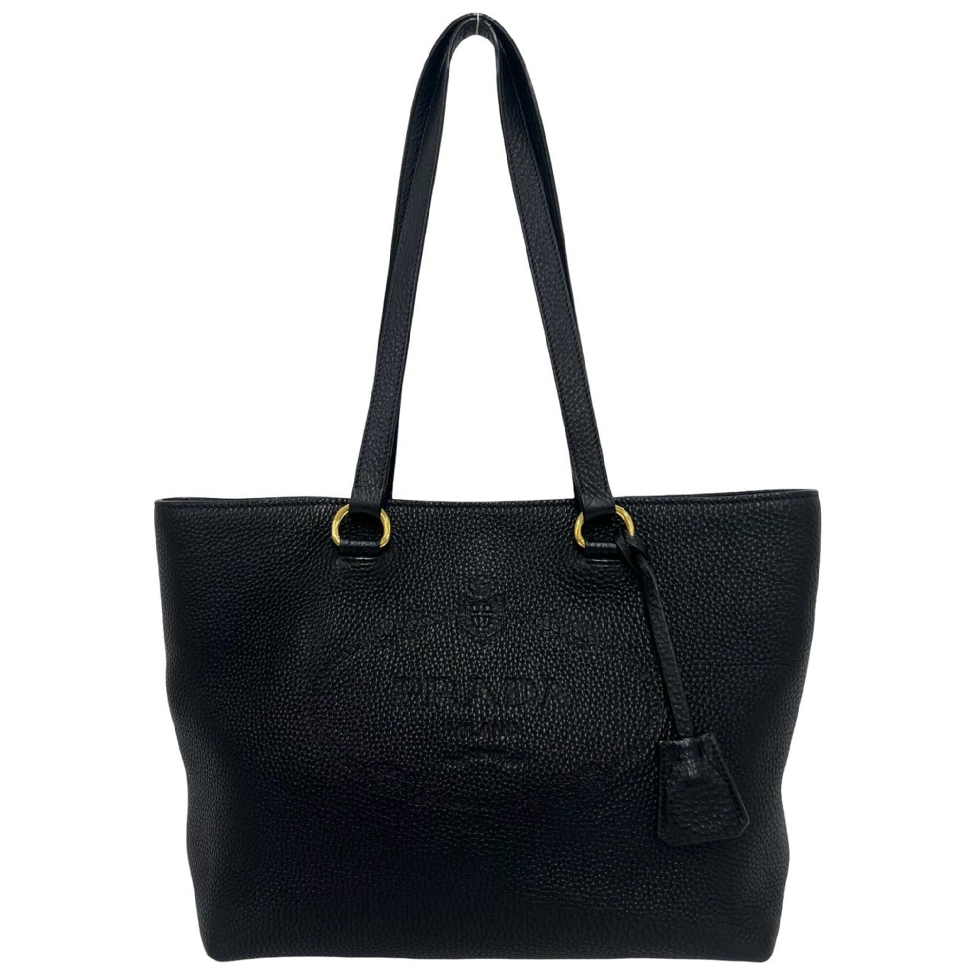 Prada Black Leather Shoulder Bag Tote Bag (Pre-Owned)