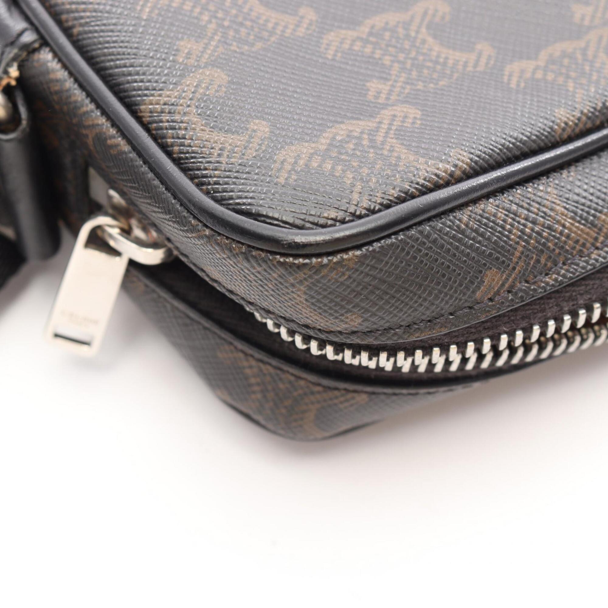 Celine Black Brown Coated Canvas Pvc Leather Handbag Messenger Bag Shoulder Bag (Pre-Owned)
