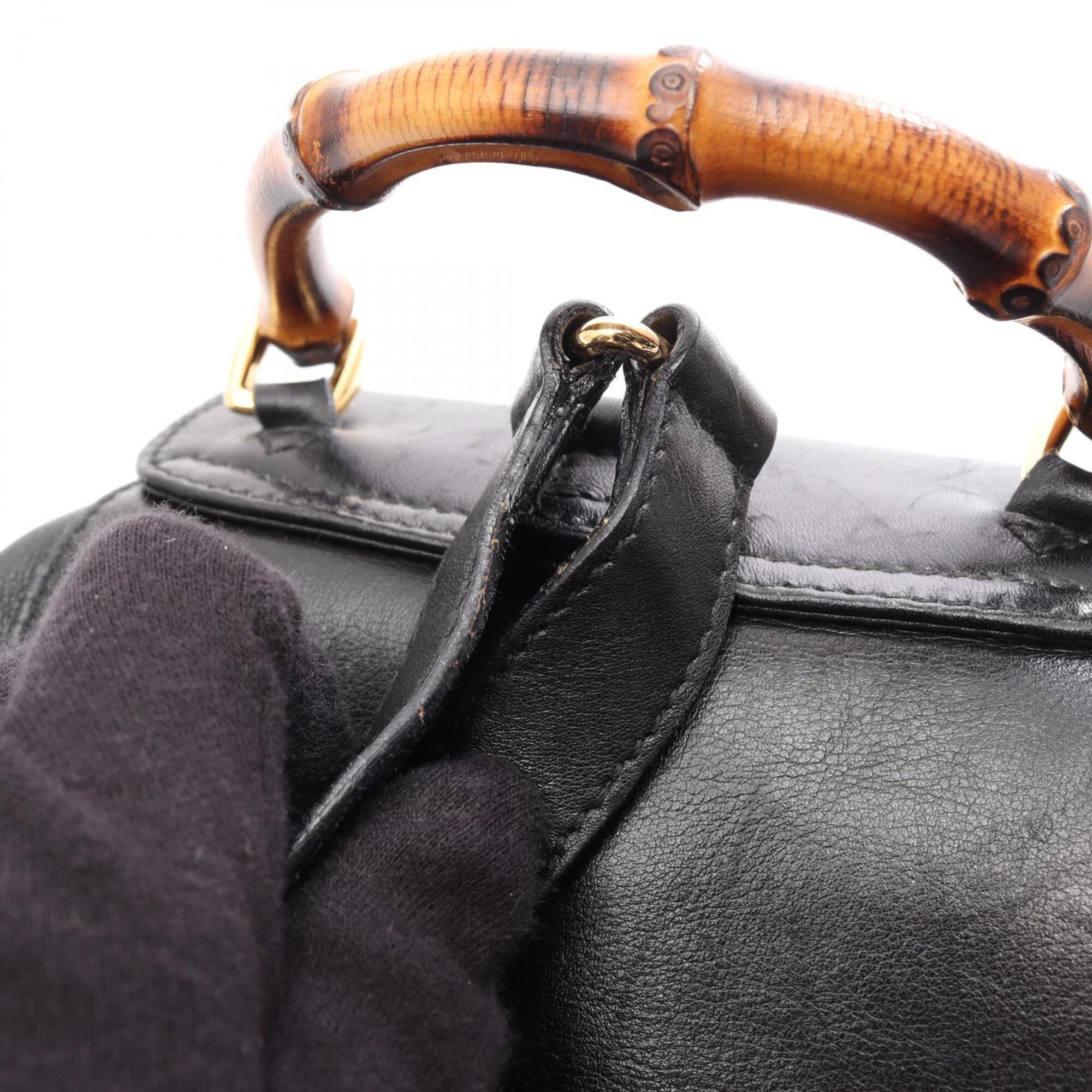 Gucci Black Leather Backpack Handbag (Pre-Owned)