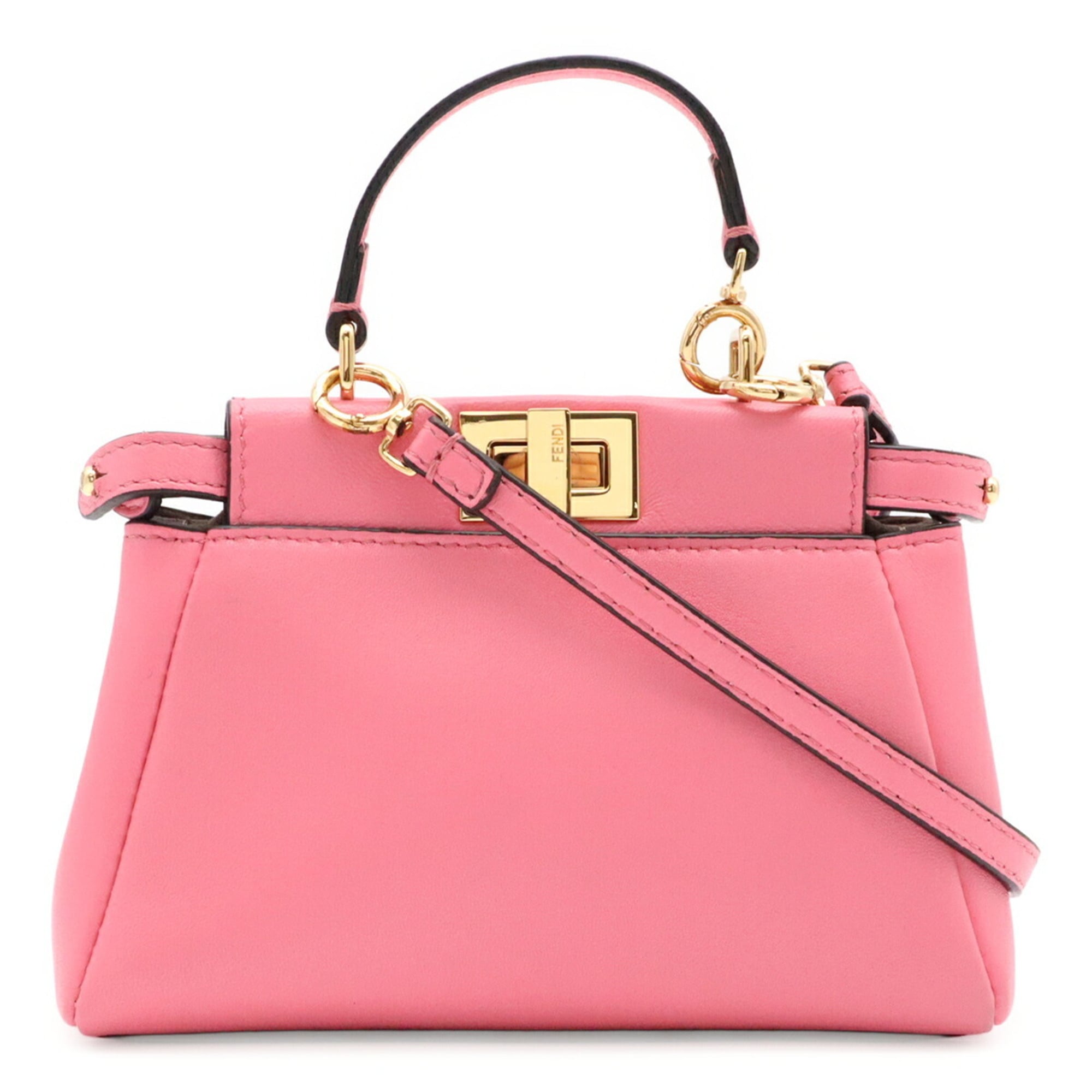 Fendi Pink Leather Handbag Shoulder Bag (Pre-Owned)