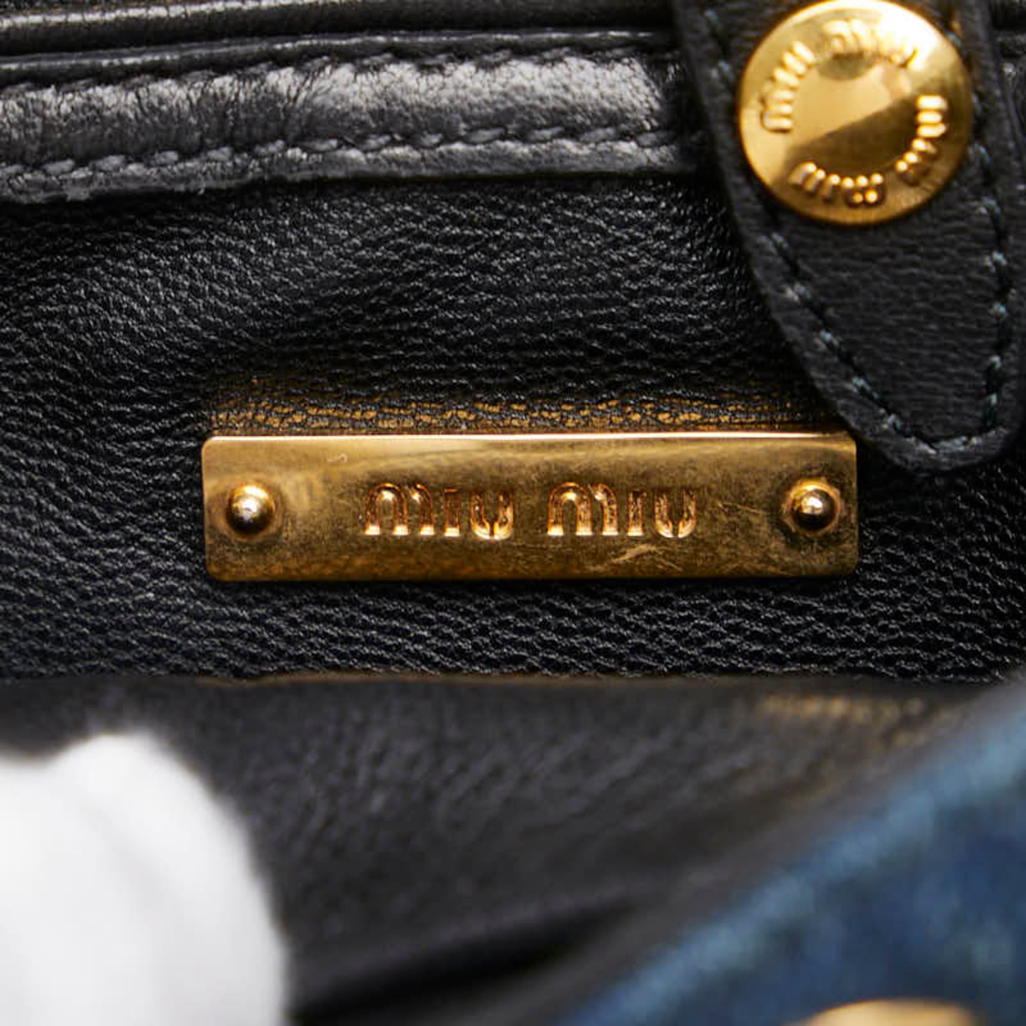 Miu Miu Multi-Color Denim Leather Shoulder Bag (Pre-Owned)