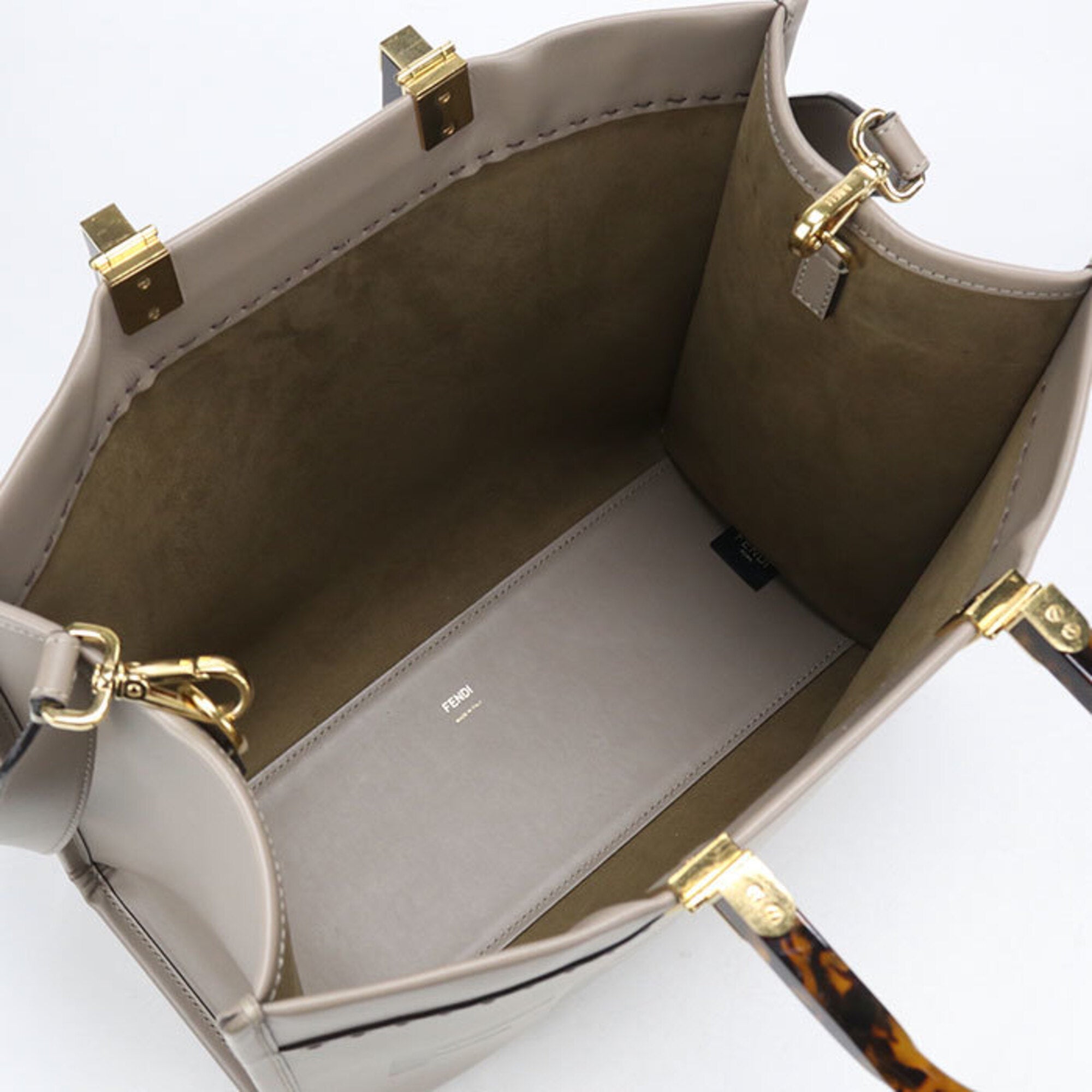 Fendi Gray Leather Tote Bag (Pre-Owned)