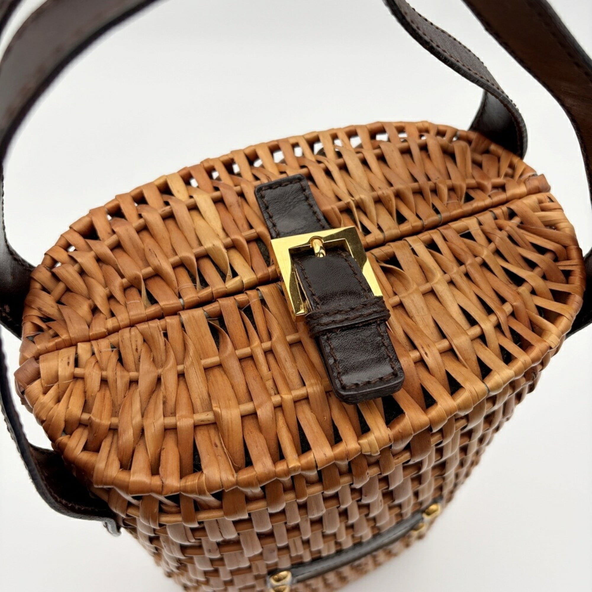 Fendi Brown Dark Brown Wisteria Vine Leather Basket (Pre-Owned)