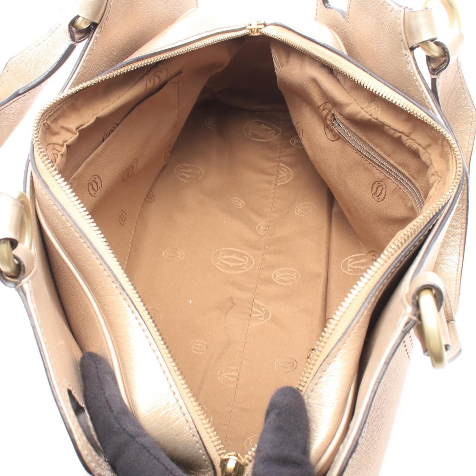 Cartier Gold Leather Handbag (Pre-Owned)