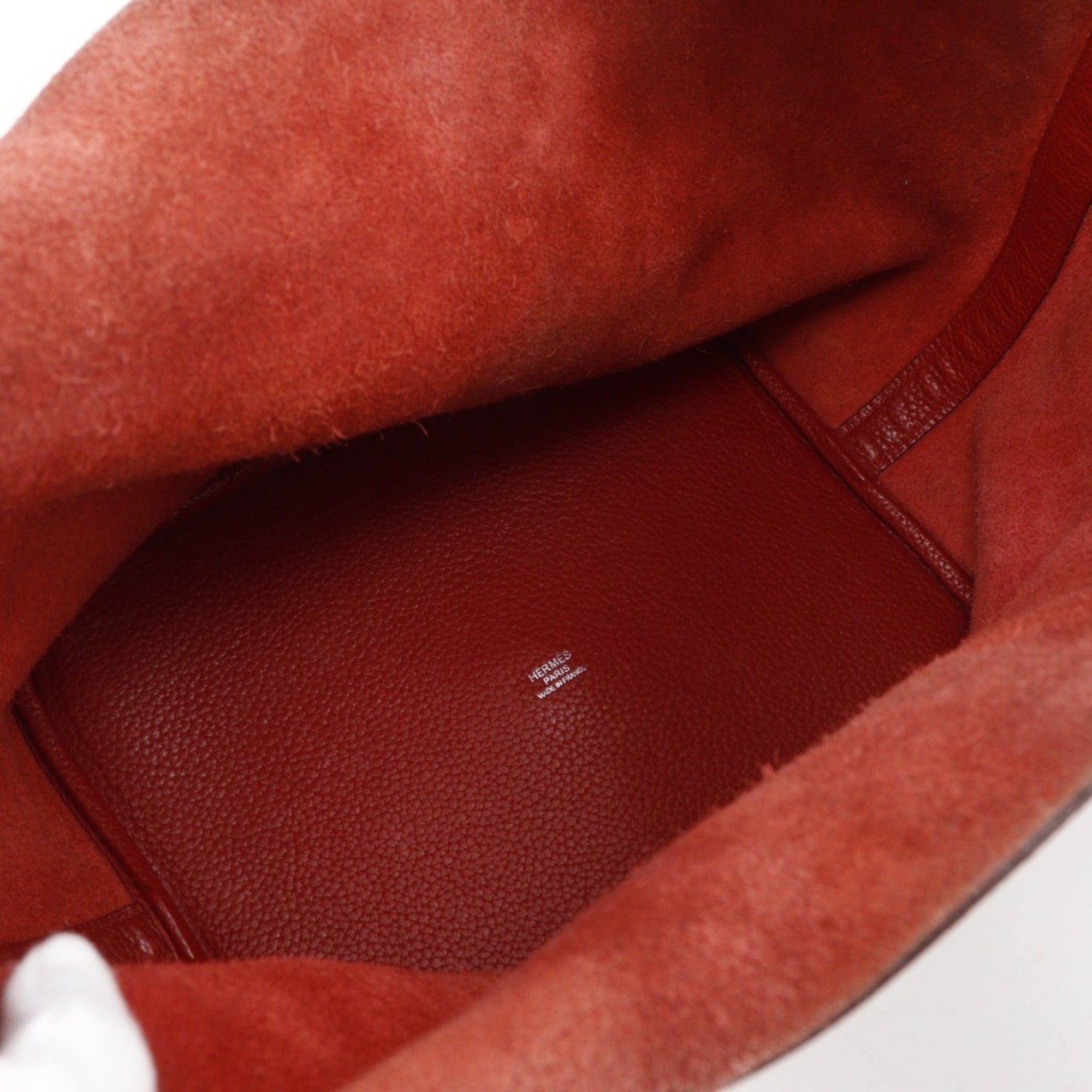 Hermes Red Color Taurillon Clemence Leather Handbag (Pre-Owned)