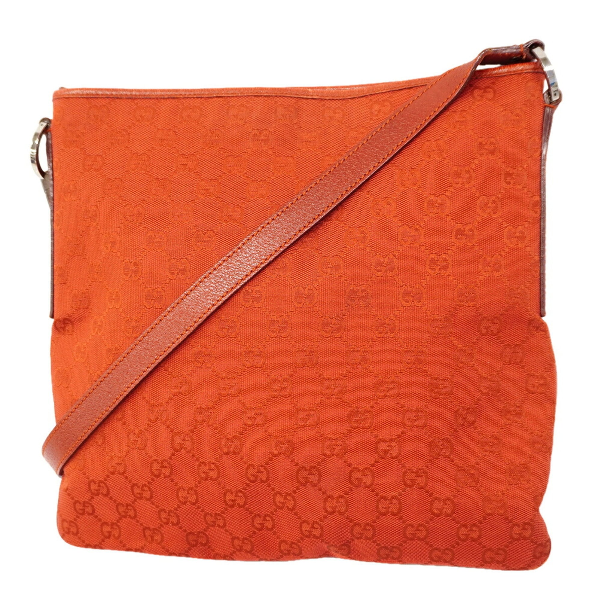 Gucci Red Color Canvas Shoulder Bag (Pre-Owned)