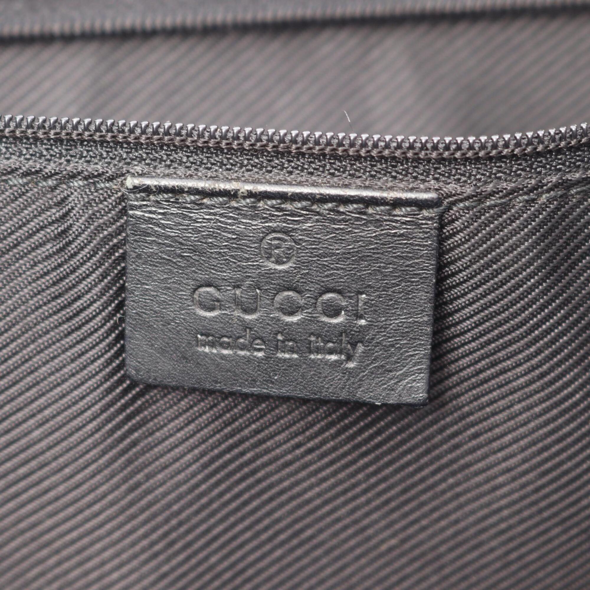 Gucci Beige Black Canvas Leather Handbag Tote Bag (Pre-Owned)