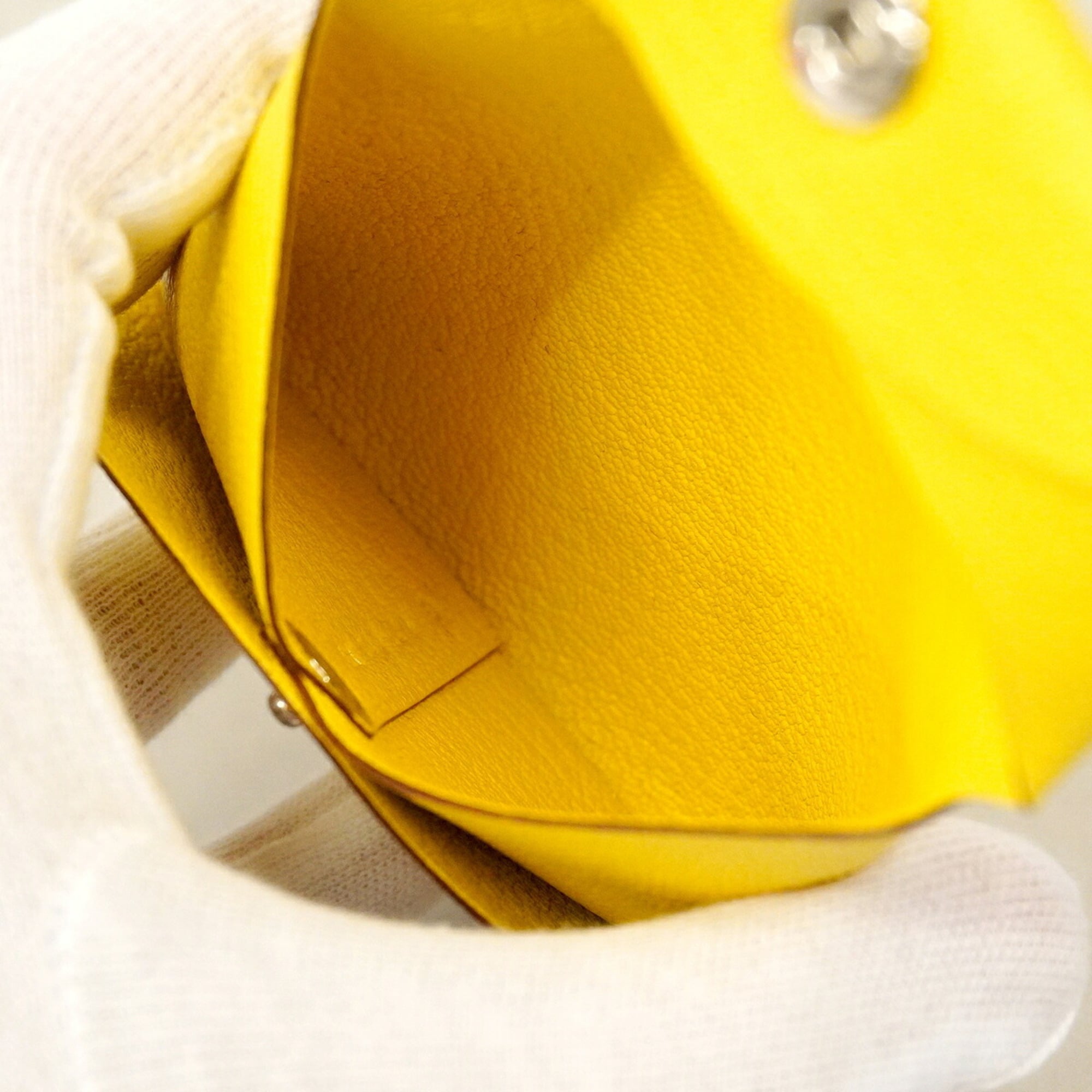 Hermes Yellow Chevre Myzore Leather Coin Purse/Coin Case (Pre-Owned)