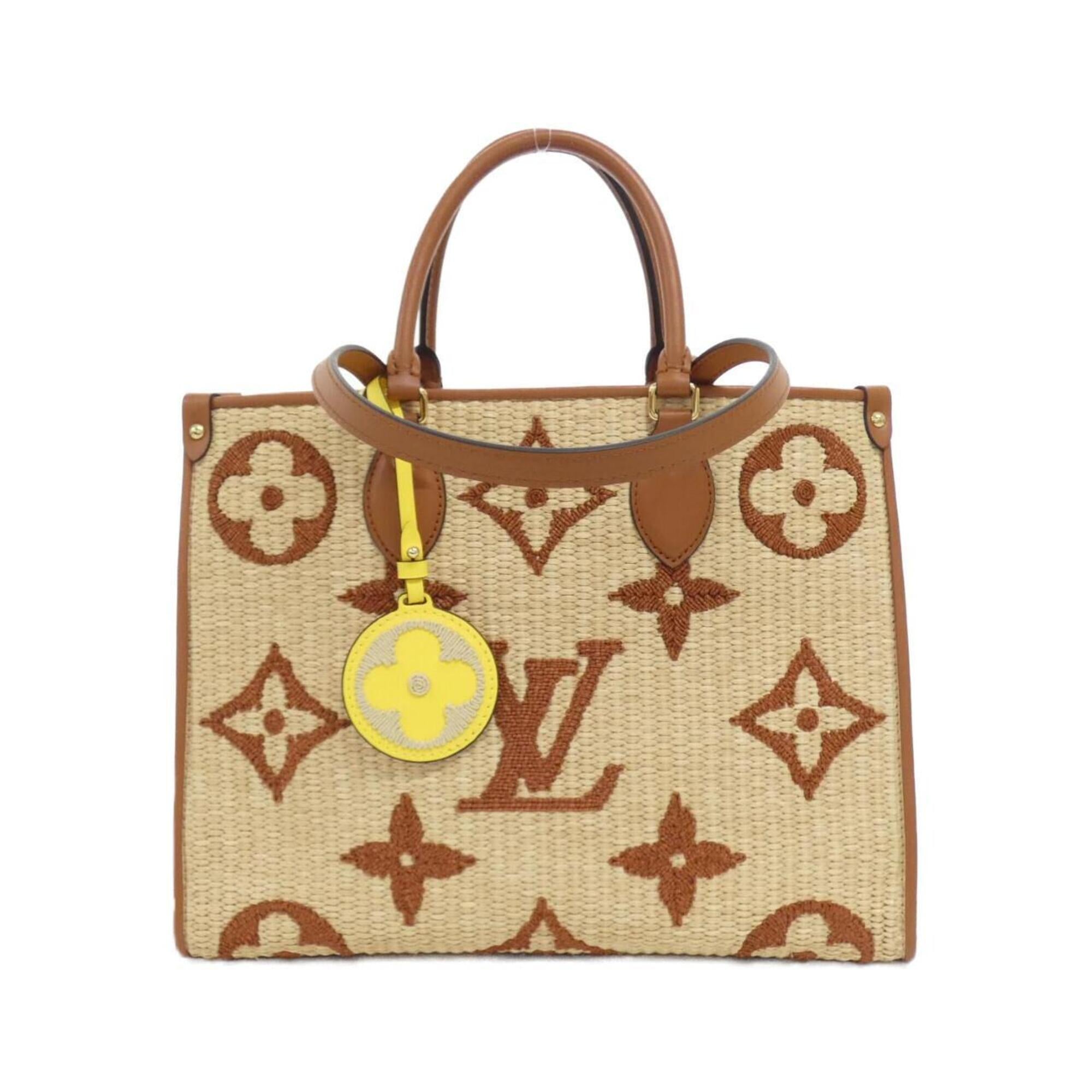 Louis Vuitton Beige Brown Raffia Handbag (Pre-Owned)