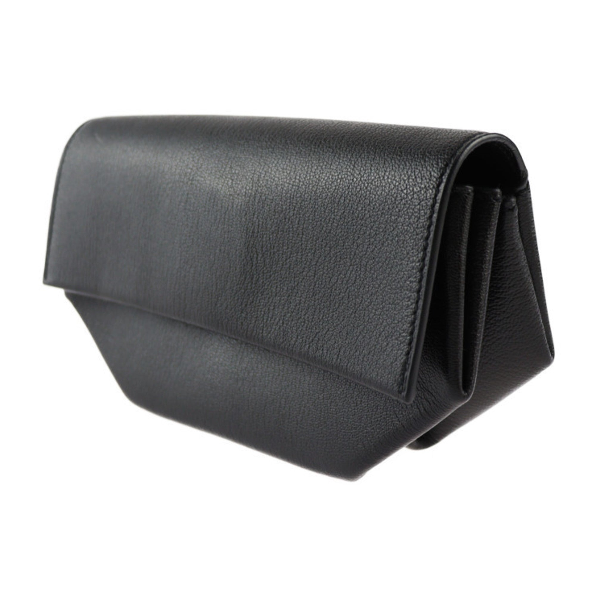 Hermes Black Chevre Leather Clutch Bag Handbag (Pre-Owned)