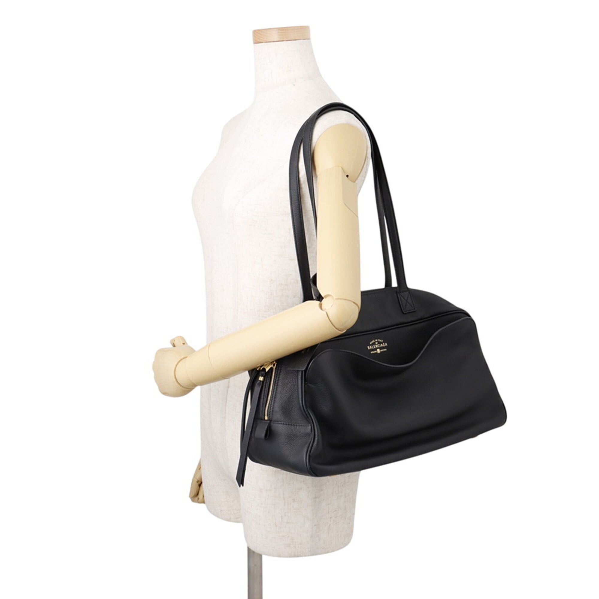 Balenciaga Black Leather Handbag Shoulder Bag (Pre-Owned)