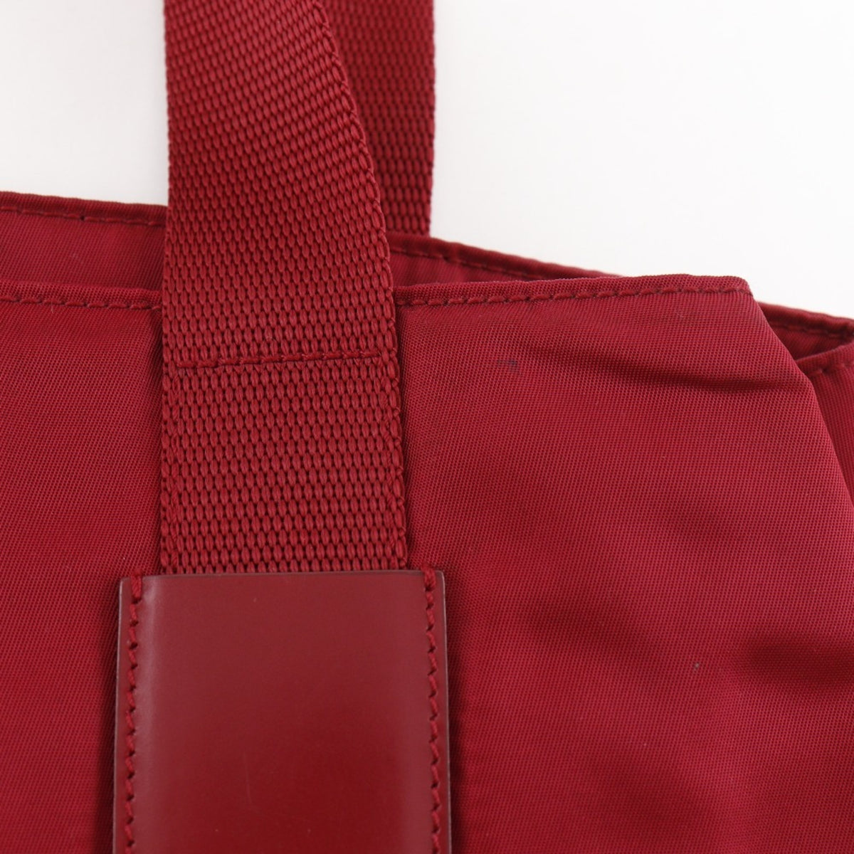 Prada Red Color Nylon Tote Bag (Pre-Owned)