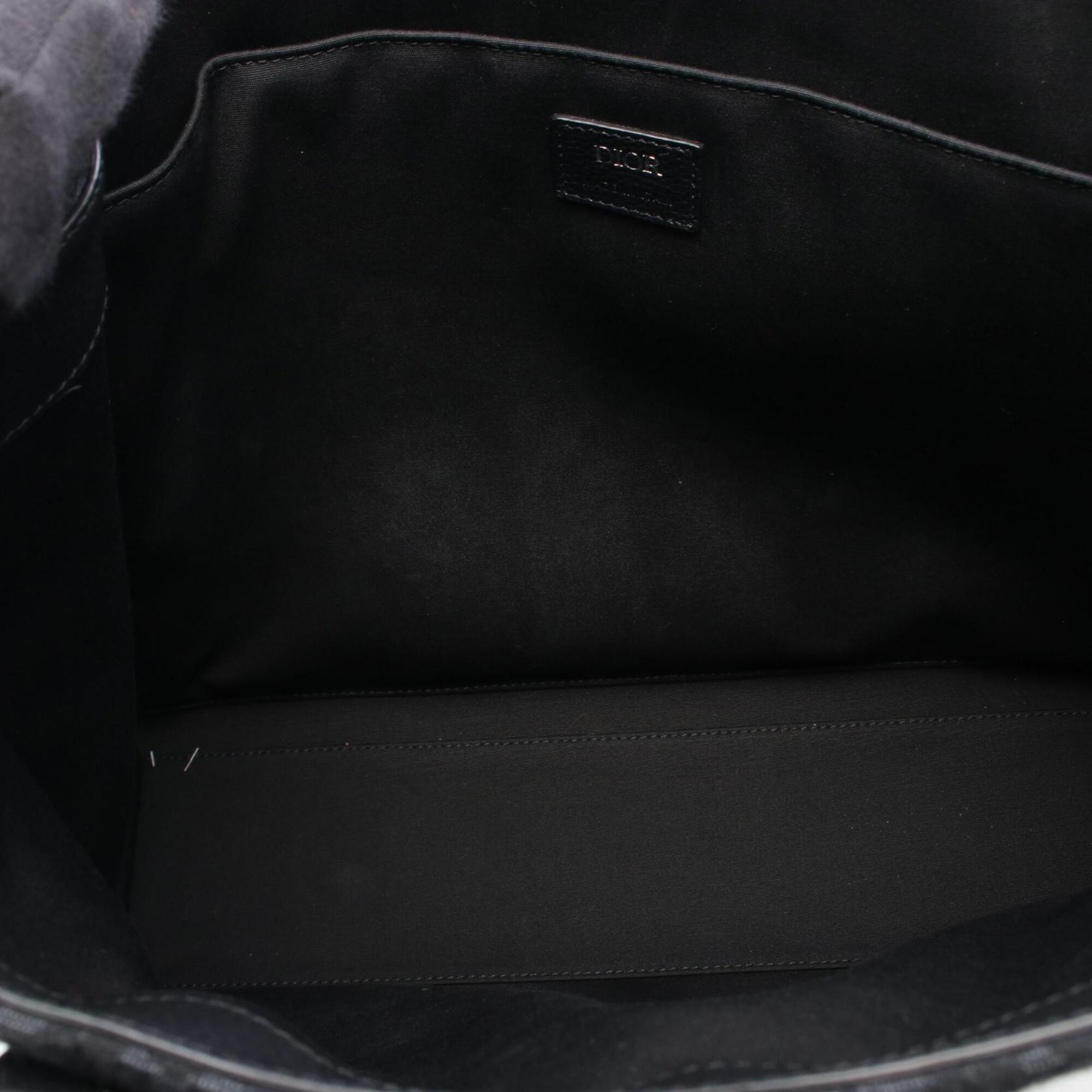 Christian Dior Black Canvas Leather Handbag Tote Bag (Pre-Owned)