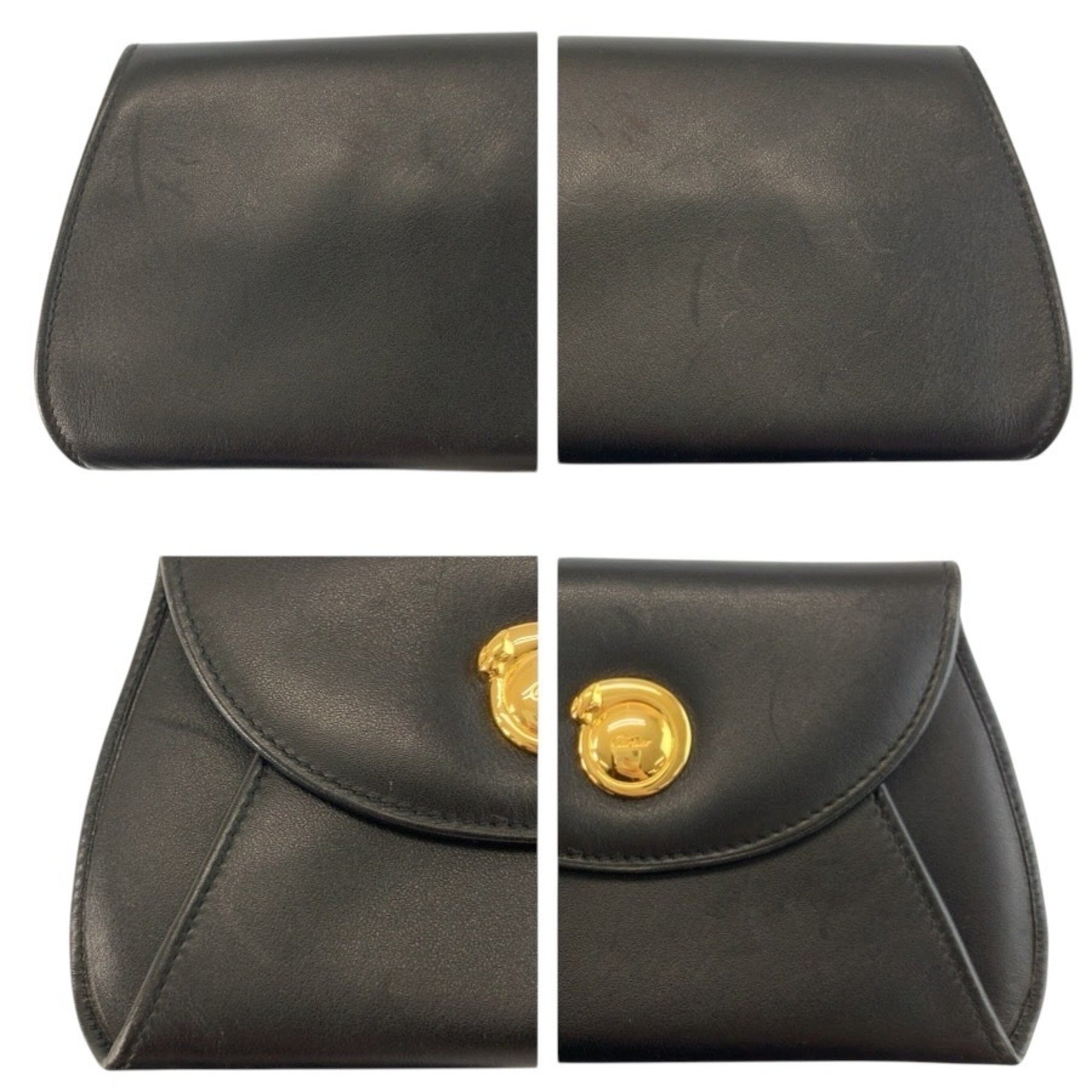 Cartier Black Leather Coin Purse/Coin Case (Pre-Owned)