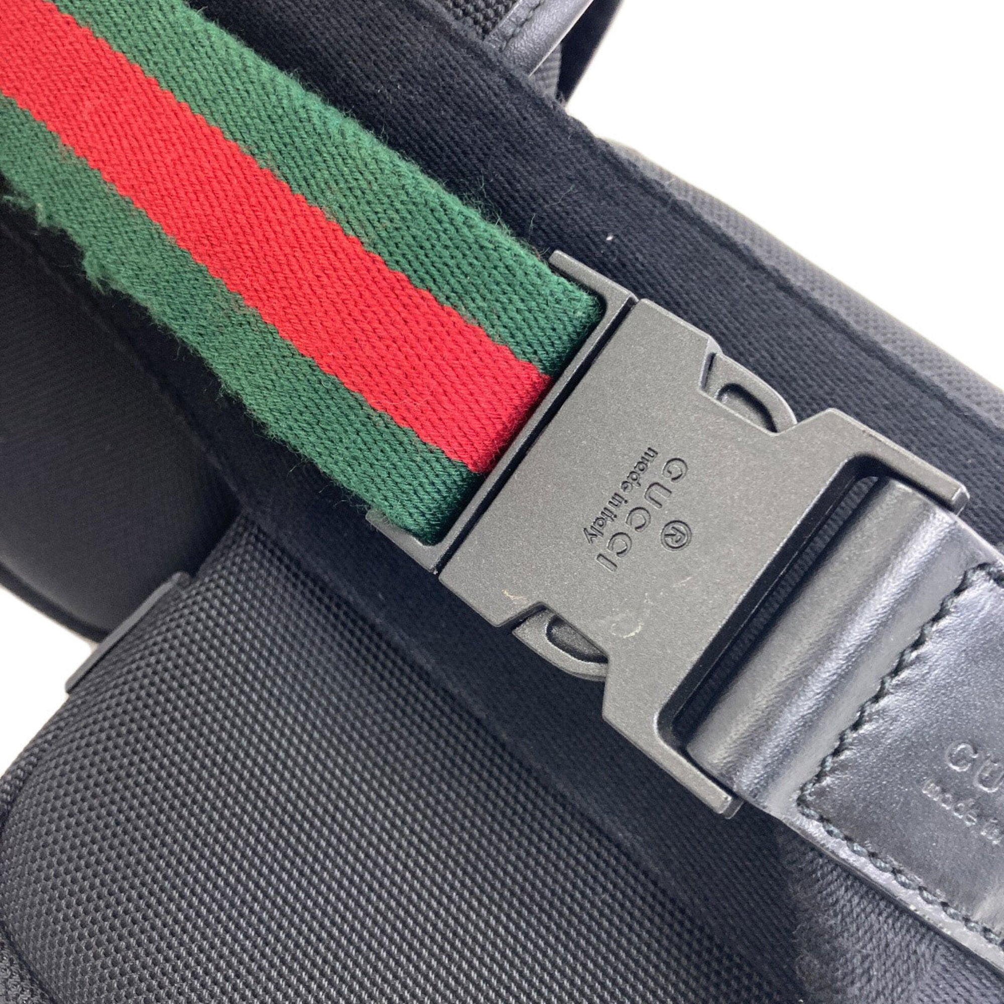 Gucci Sherry Line Black Nylon Canvas Sling Bag (Pre-Owned)