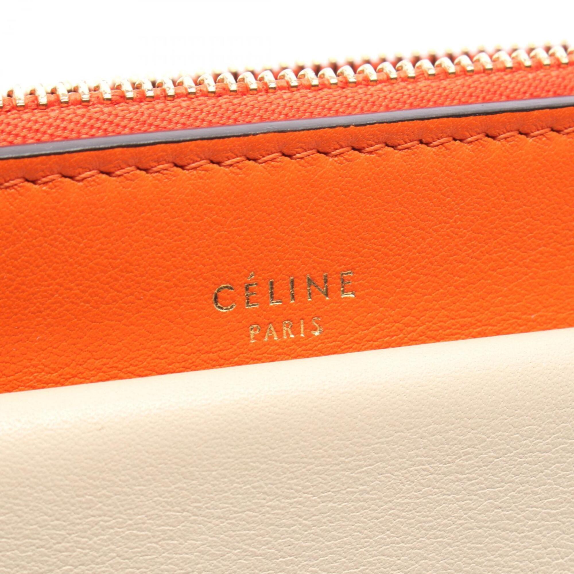 Celine Beige Orange Pink Leather Handbag Shoulder Bag (Pre-Owned)